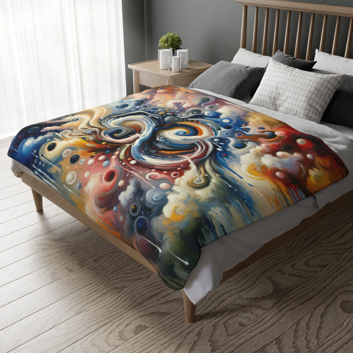 Paradoxical Embrace Tachism Velveteen Microfiber Blanket (Two-sided print)