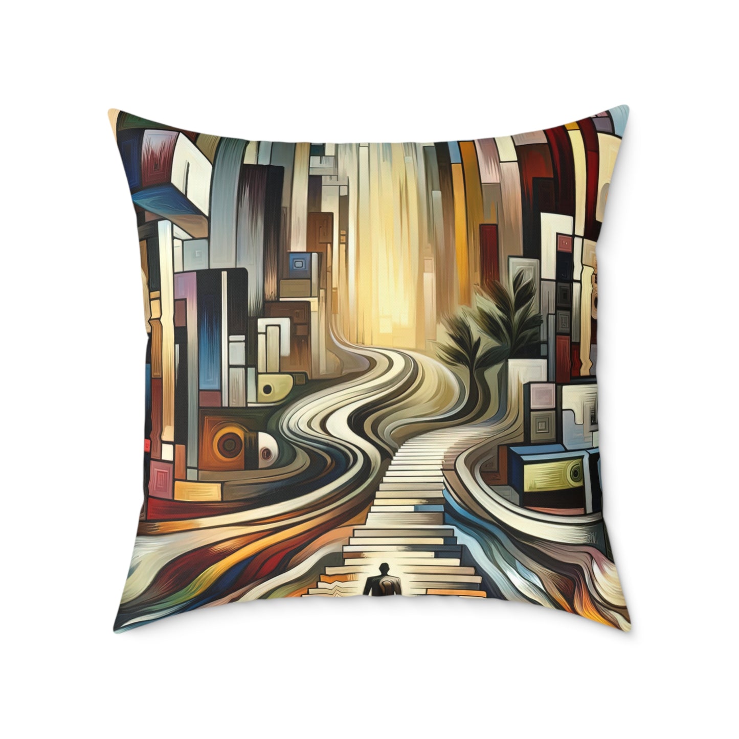 Relatable Journey Abstraction Spun Polyester Pillow