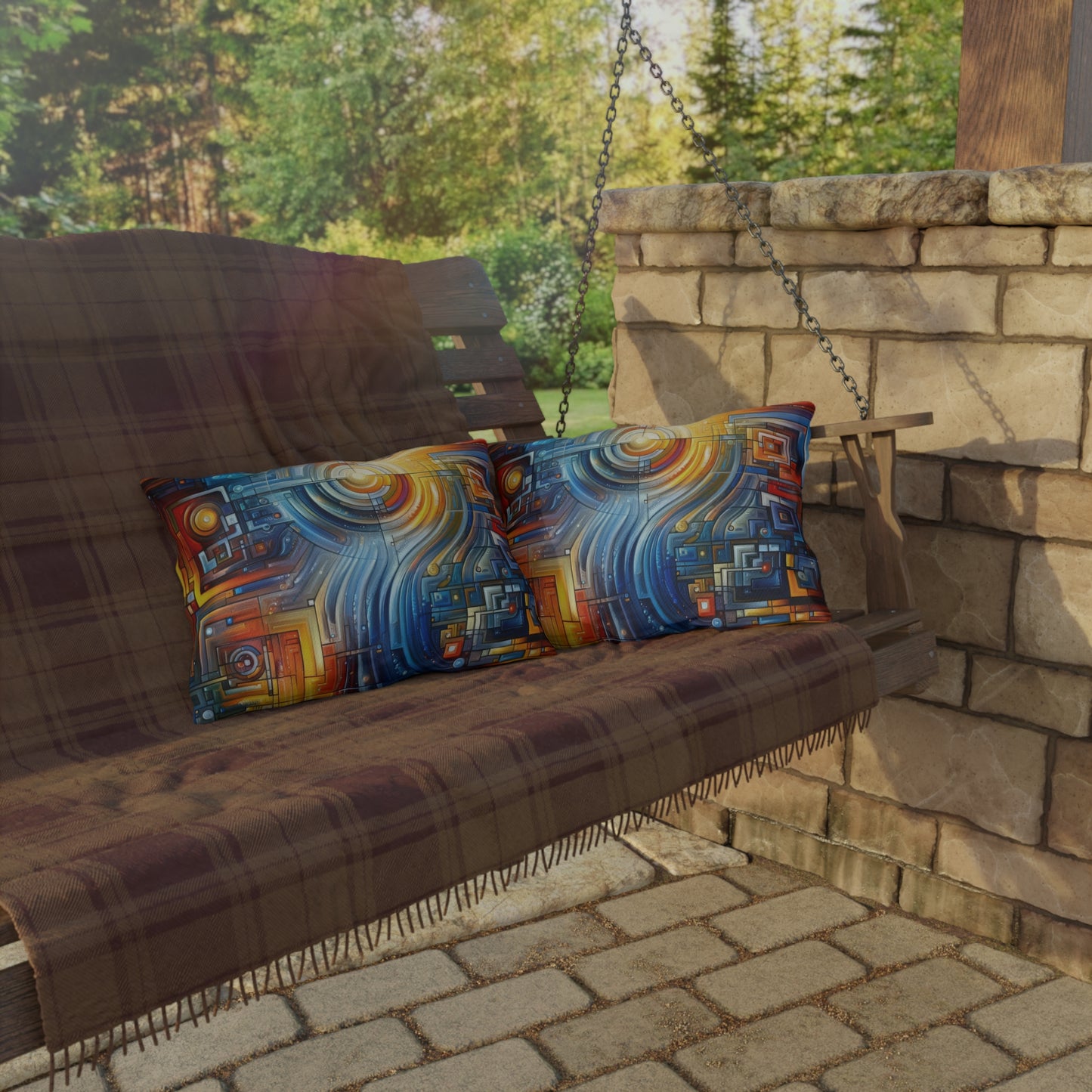Digital Tachism Connectivity Outdoor Pillows