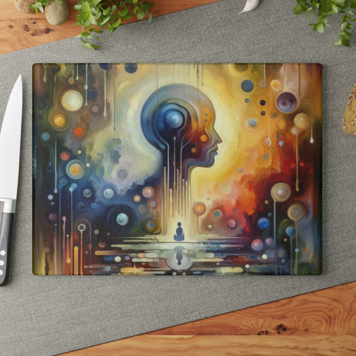 Reflective Oneness Healing Glass Cutting Board