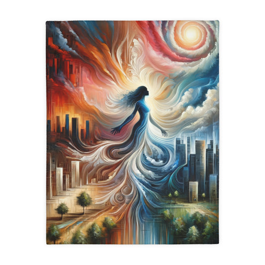 Transformative Tachism Emergence Velveteen Microfiber Blanket (Two-sided print)