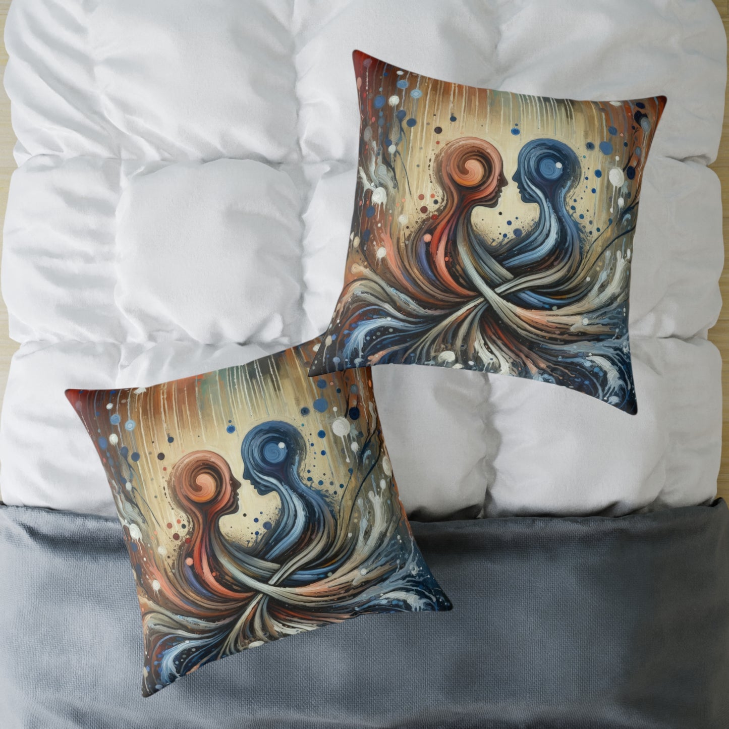 Empathic Connection Tachism Spun Polyester Pillow