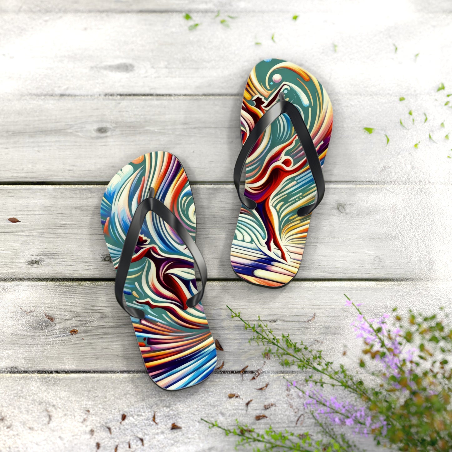 Choreographic Mindful Tachism Flip Flops