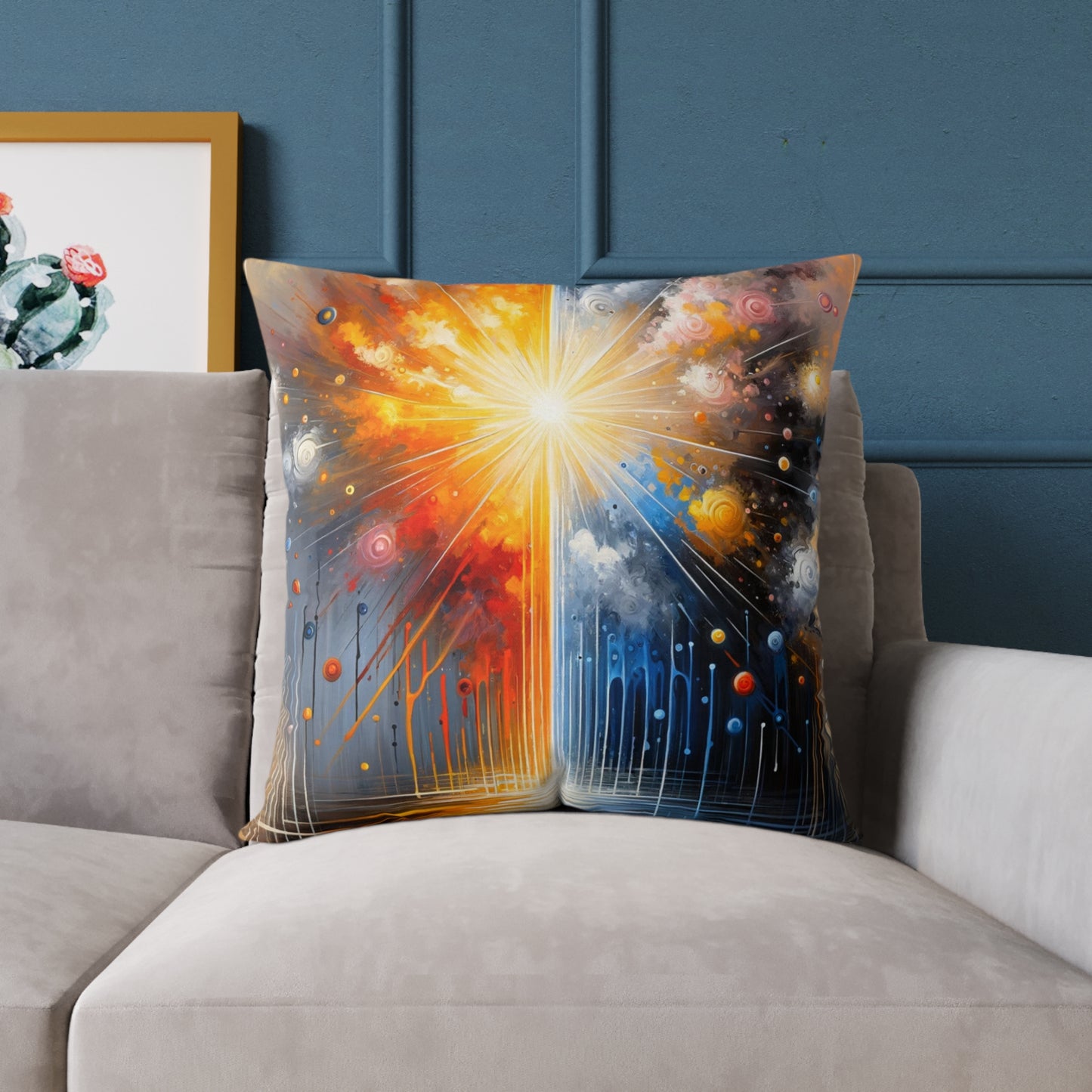 Luminous Abstract Tachism Spun Polyester Pillow