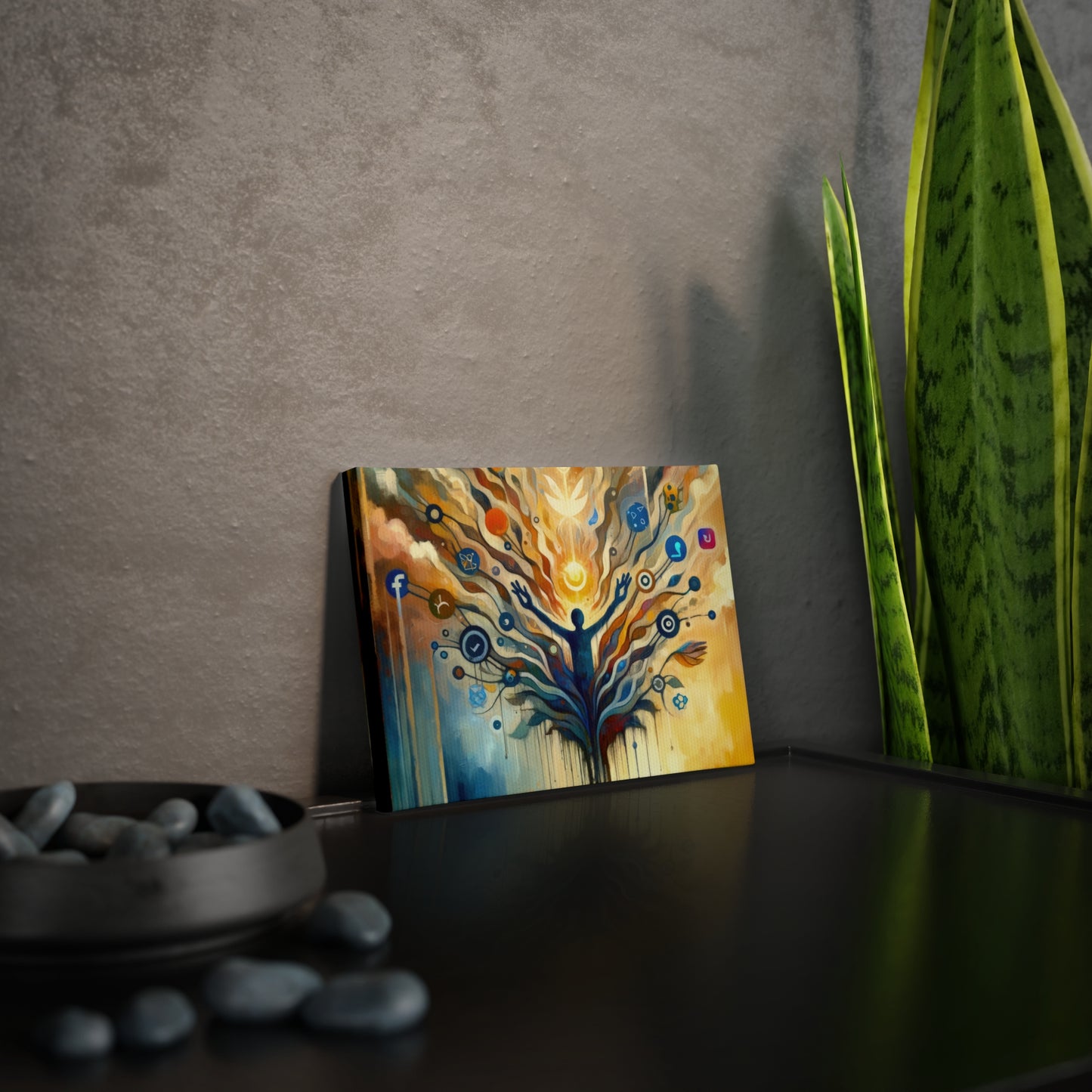 Reflective Digital Meditation Canvas Photo Tile