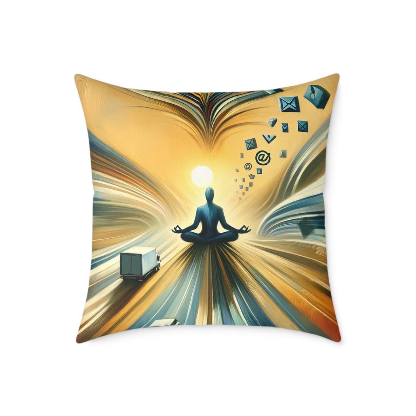 Meditative Commute Flow Spun Polyester Pillow