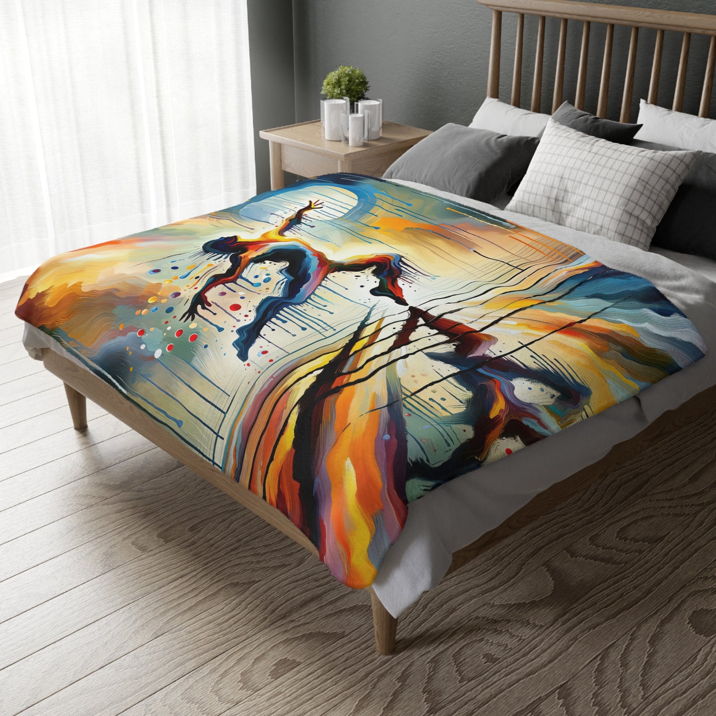 Expressive Dance Reflection Velveteen Microfiber Blanket (Two-sided print)