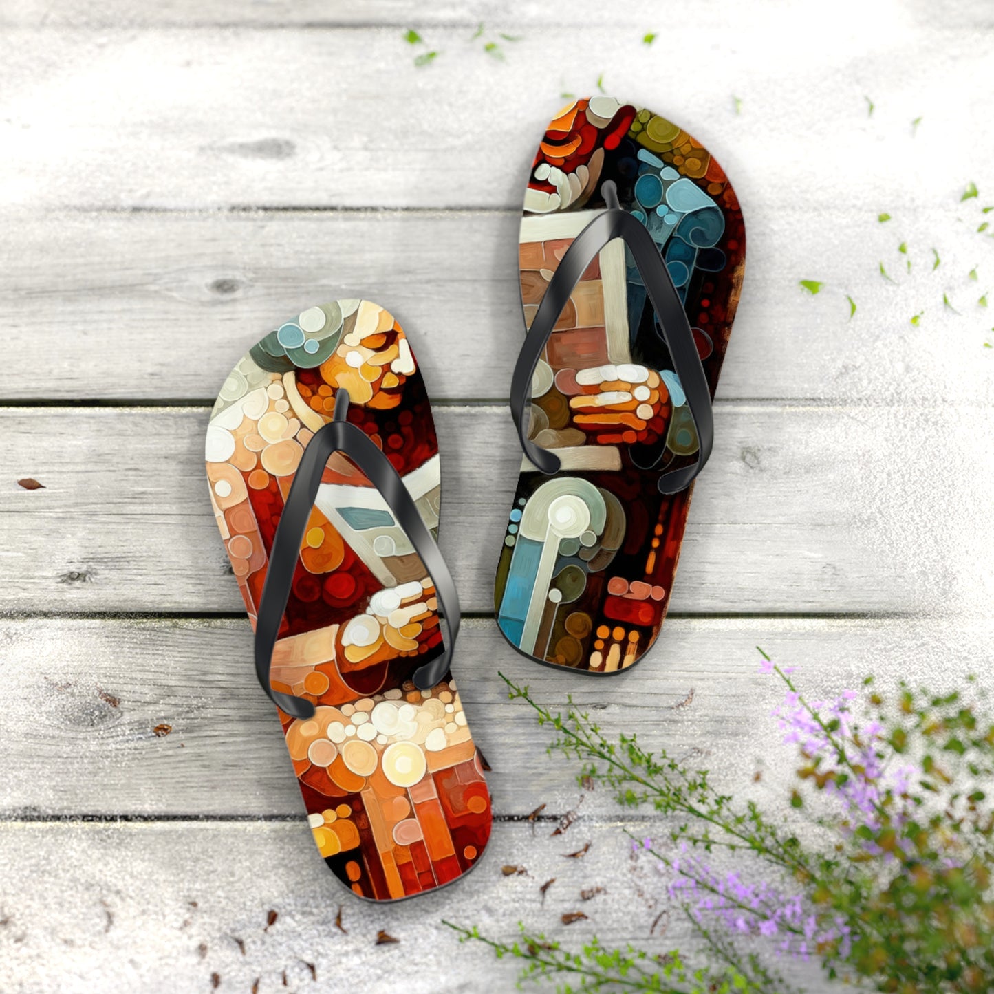 Elderly Unity Tachism Flip Flops