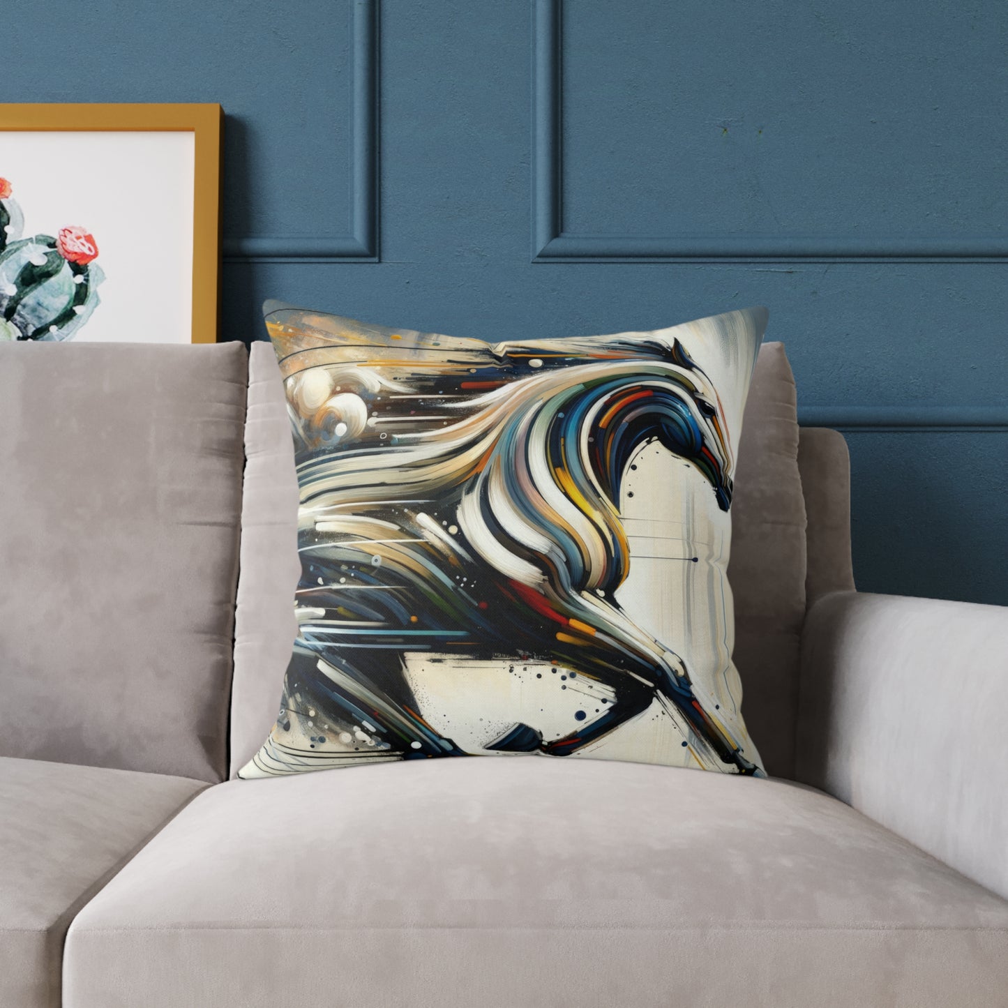 Hyperlinked Horsepower Gallop Spun Polyester Pillow