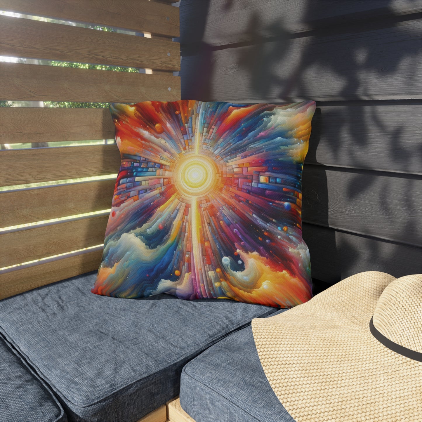 Kaleidoscopic Tachism Breath Outdoor Pillows