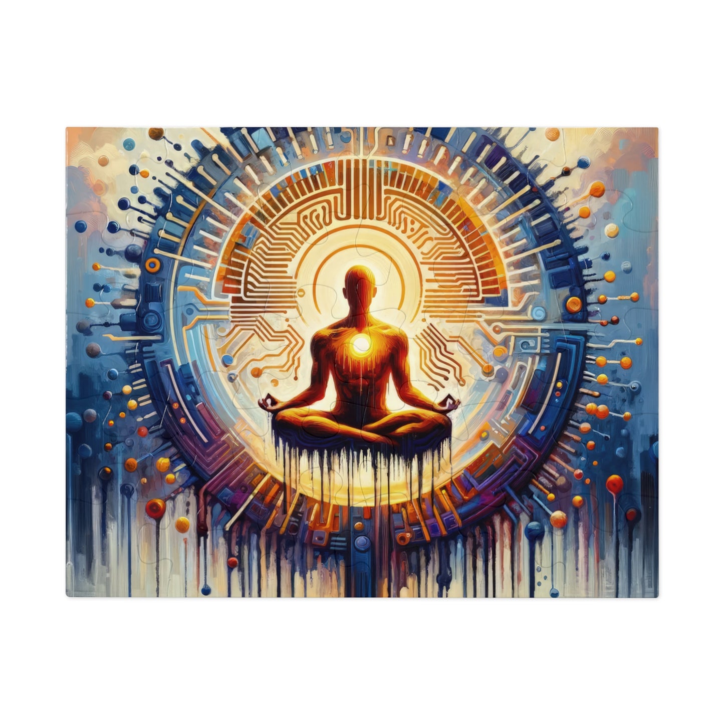 Meditative Technological Fusion Jigsaw Puzzle (30, 110, 252, 500,1000-Piece)