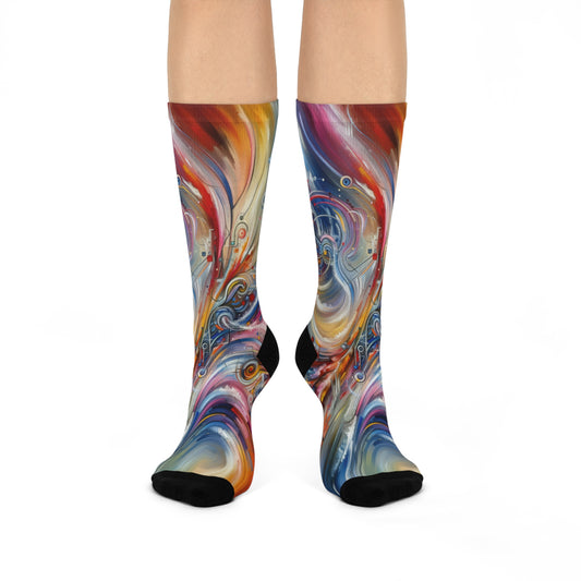 Interconnectivity Tachism Dynamics Cushioned Crew Socks