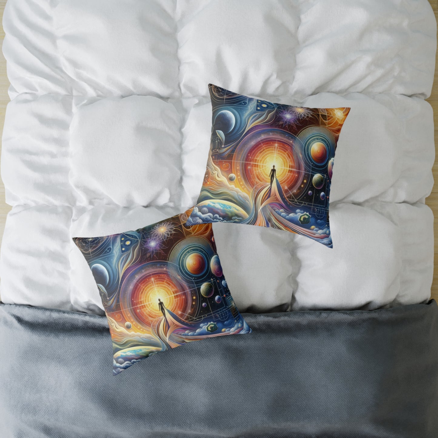 Unified Cosmic Alignment Spun Polyester Pillow