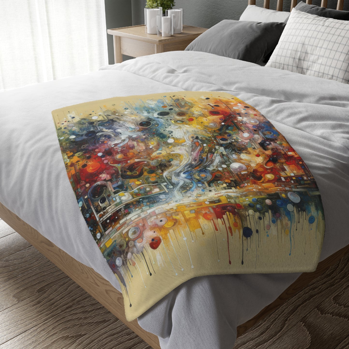 Perception Mosaic Abstract Velveteen Microfiber Blanket (Two-sided print)