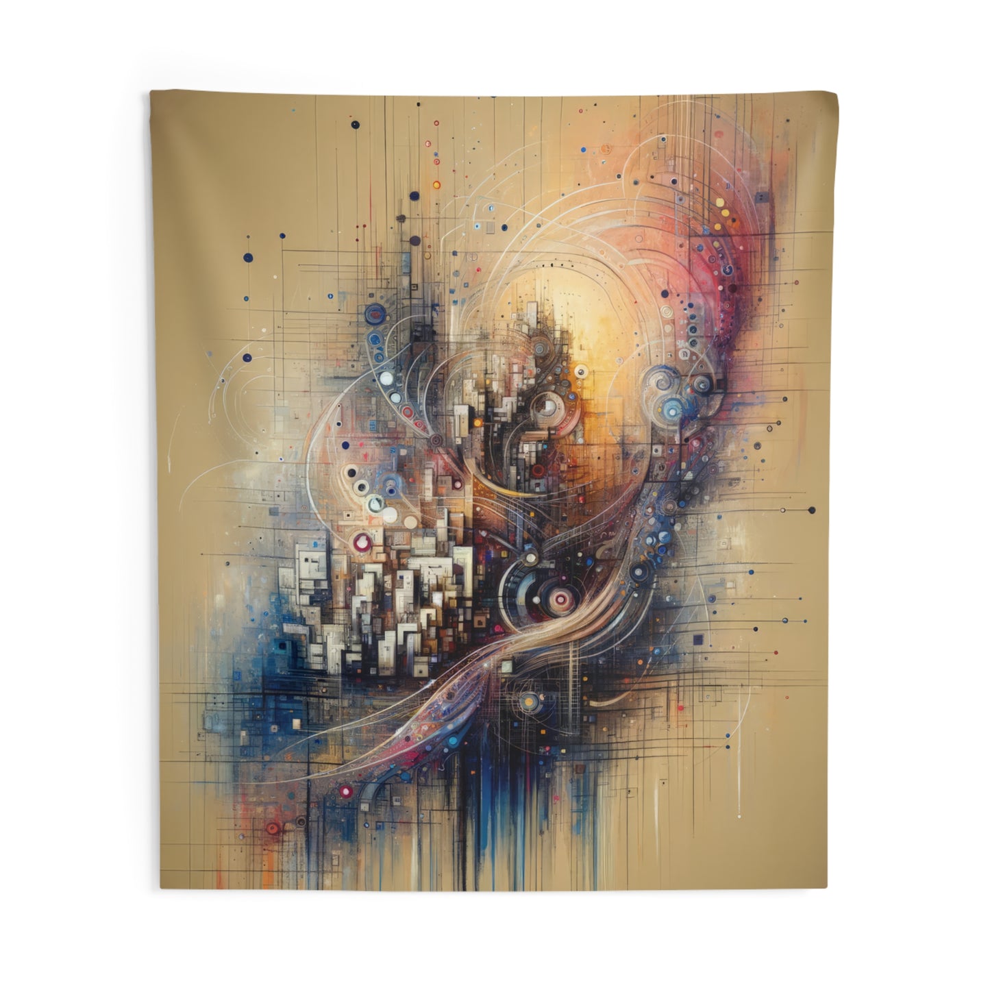 Digital Rhythmic Architecture Indoor Wall Tapestries