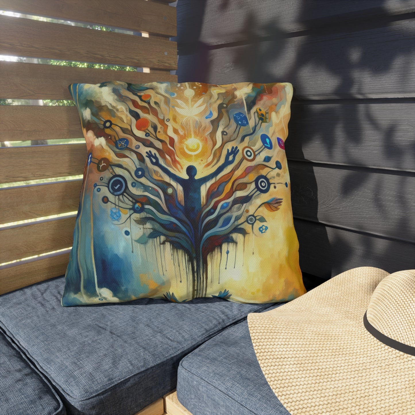 Reflective Digital Meditation Outdoor Pillows