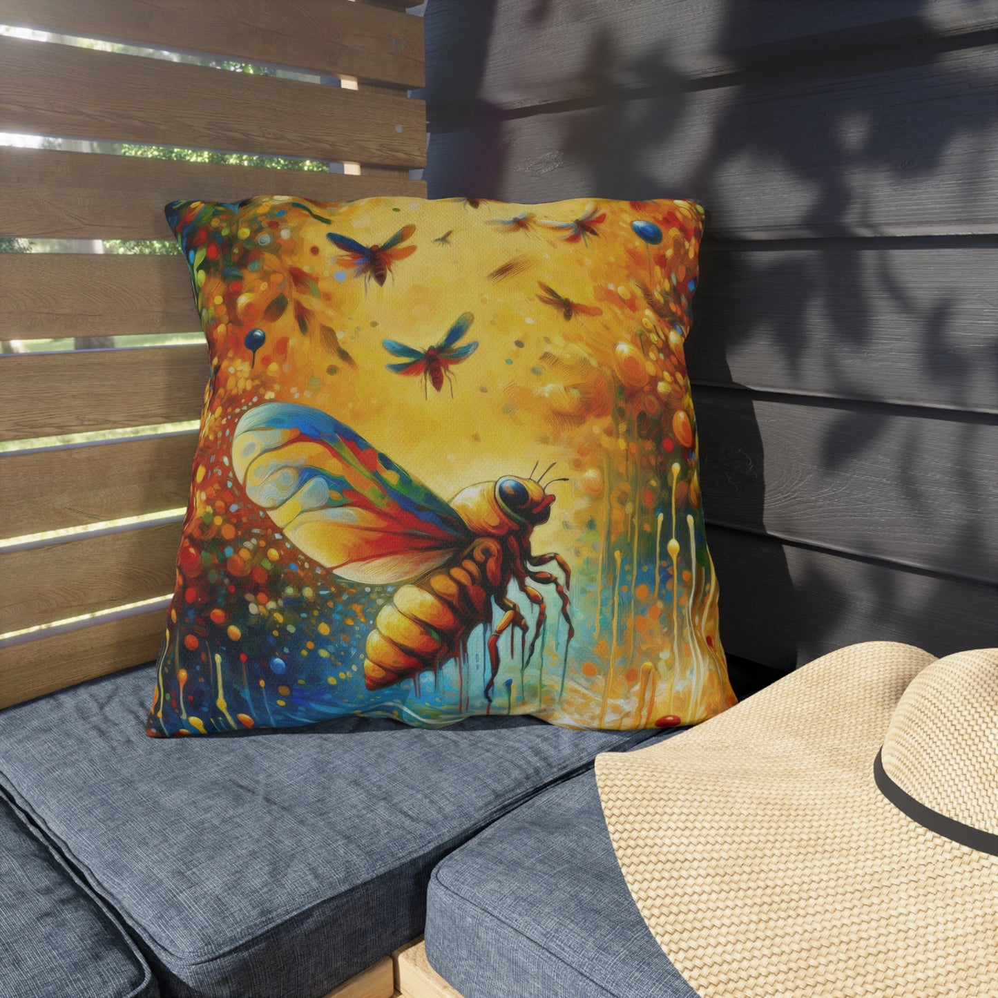 Seasonal Cicada Vibrance Outdoor Pillows