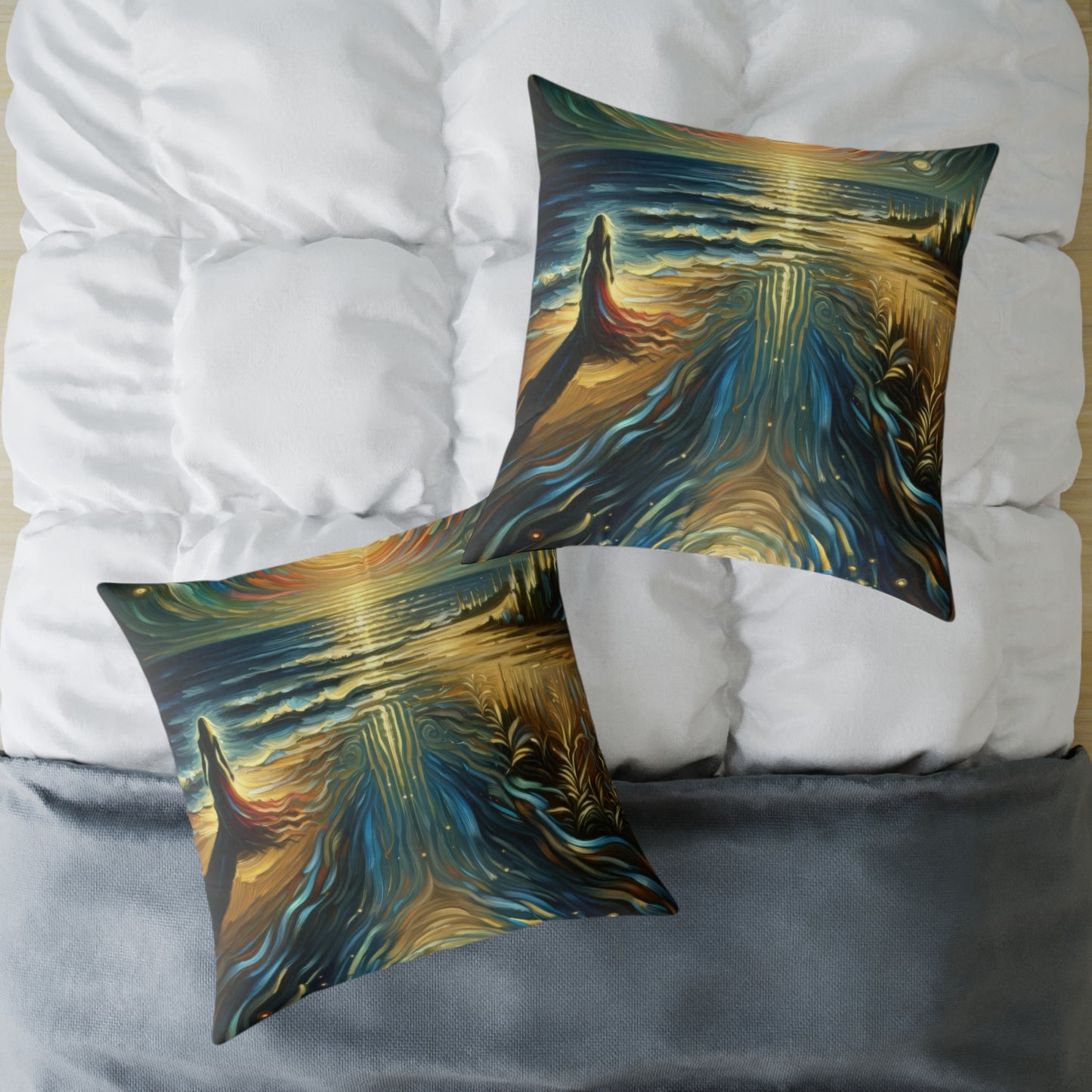 Solitary Evening Departure Spun Polyester Pillow