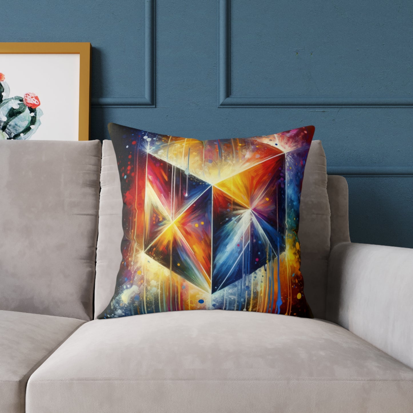 Prismatic Light Spectrum Spun Polyester Pillow