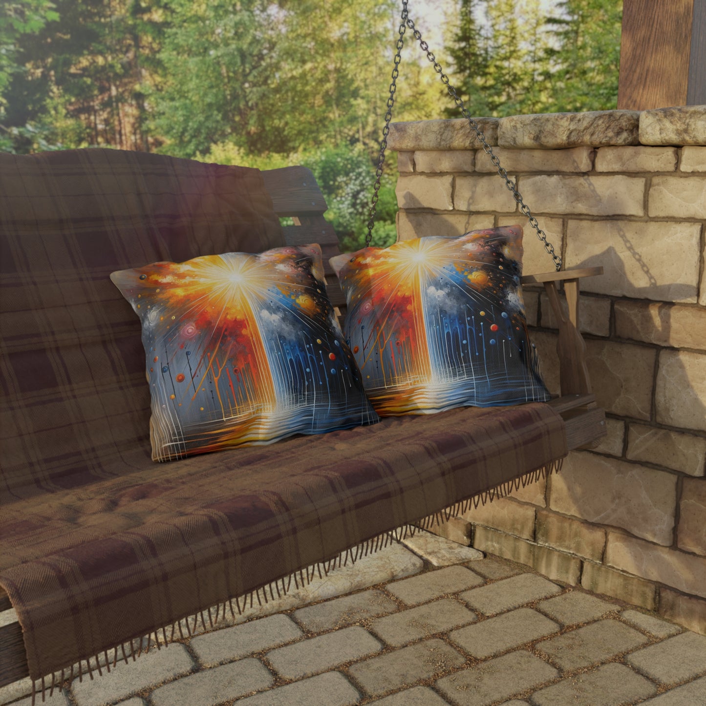 Luminous Abstract Tachism Outdoor Pillows