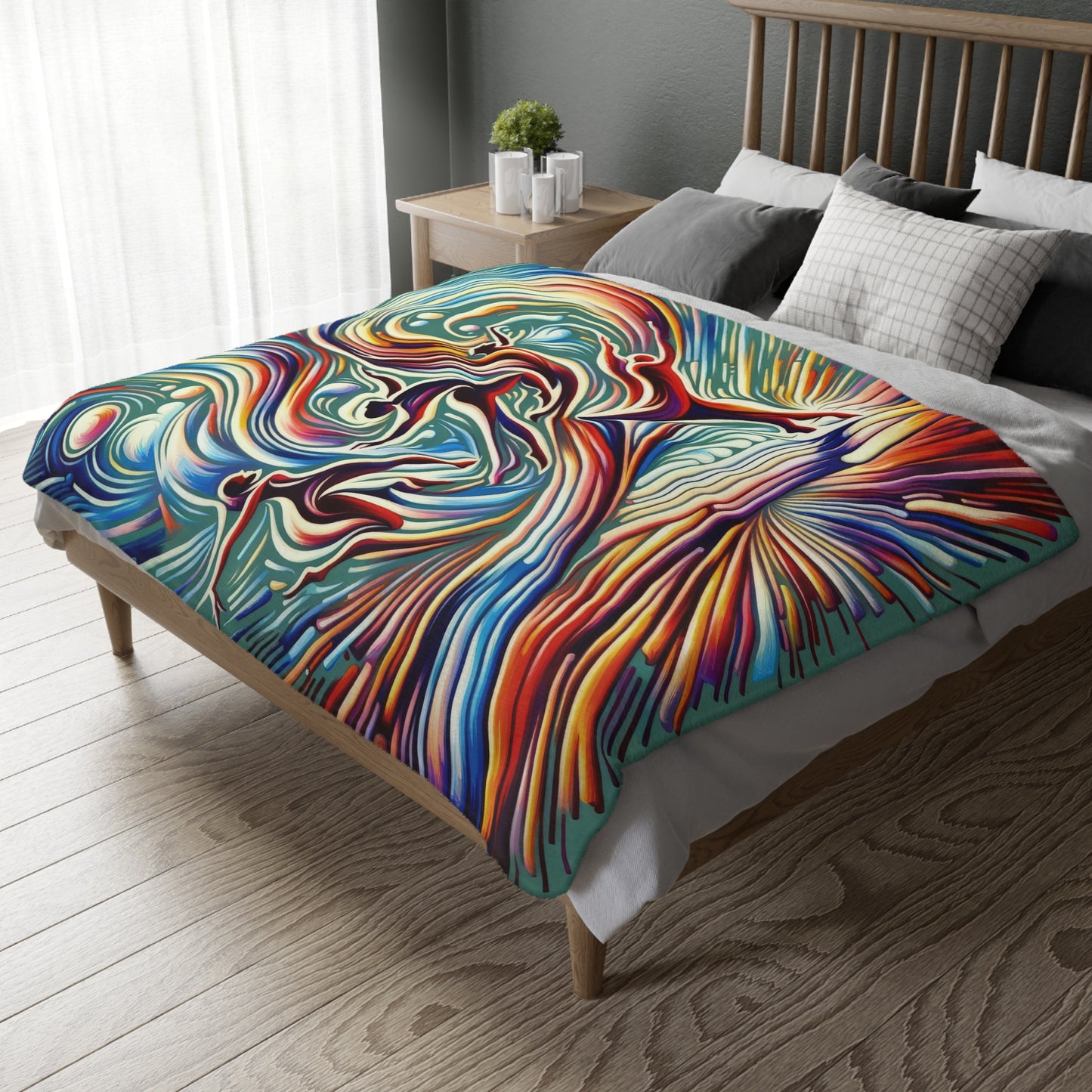 Choreographic Mindful Tachism Velveteen Microfiber Blanket (Two-sided print)