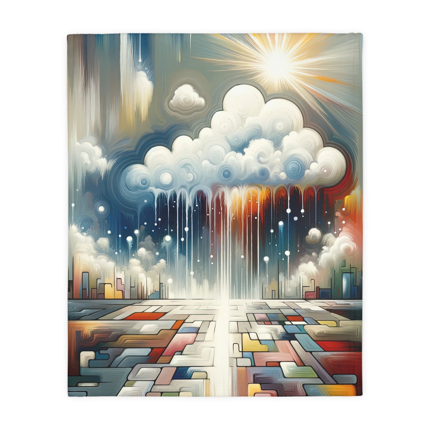 Grounding Silver Clouds Velveteen Microfiber Blanket (Two-sided print)