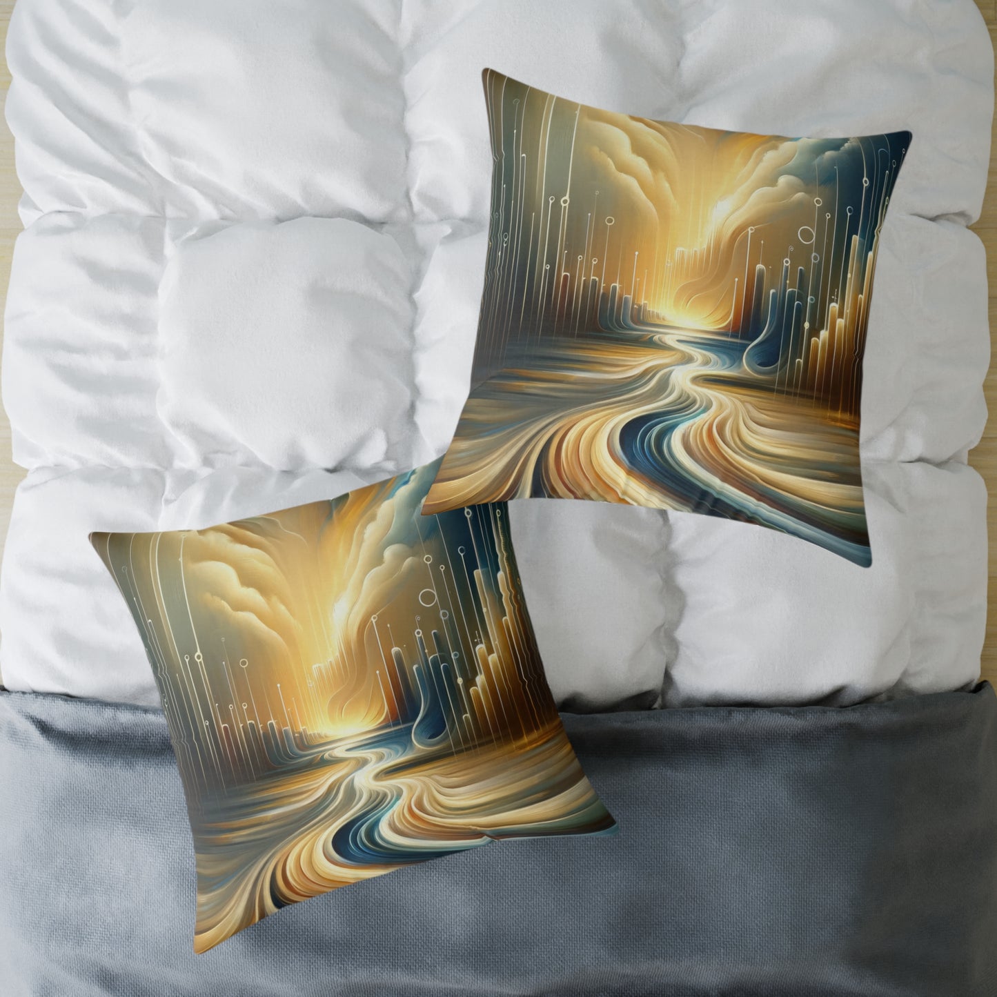 Frequency Shift Evocative Spun Polyester Pillow