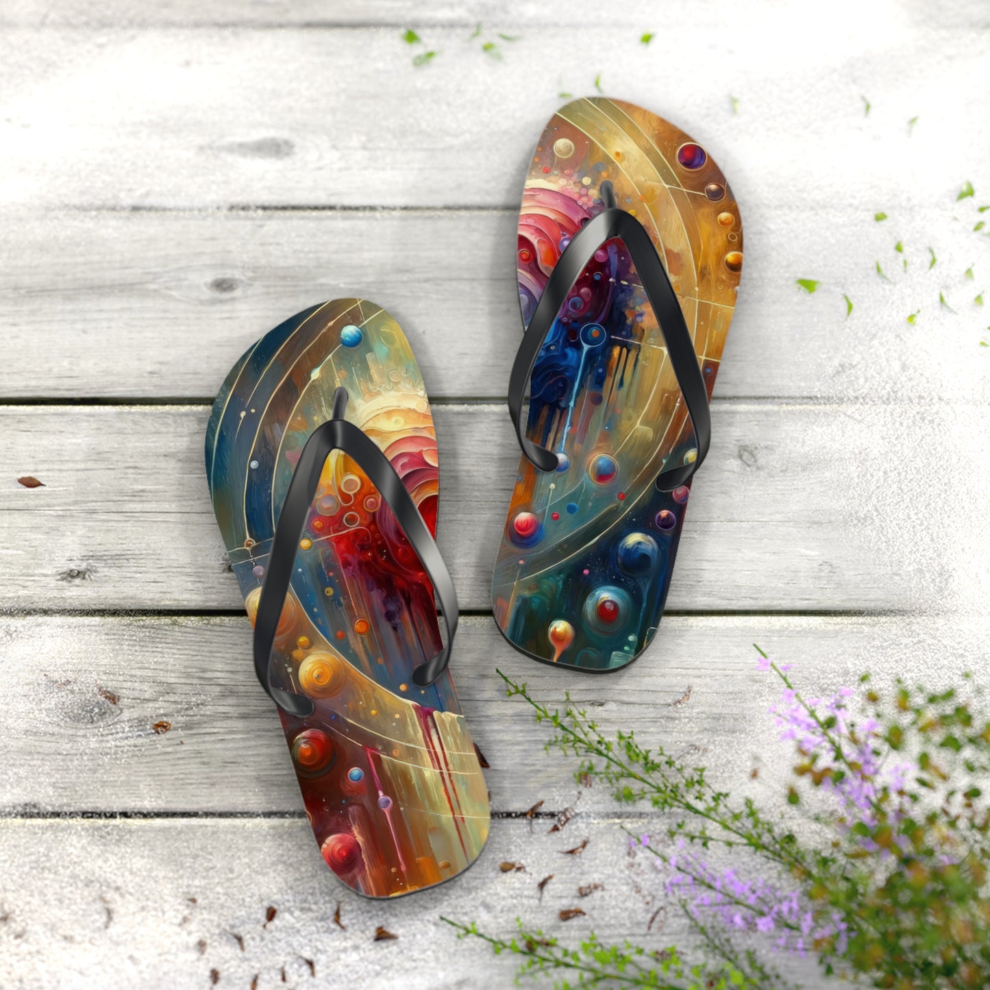 Unified Heart Reflections Flip Flops