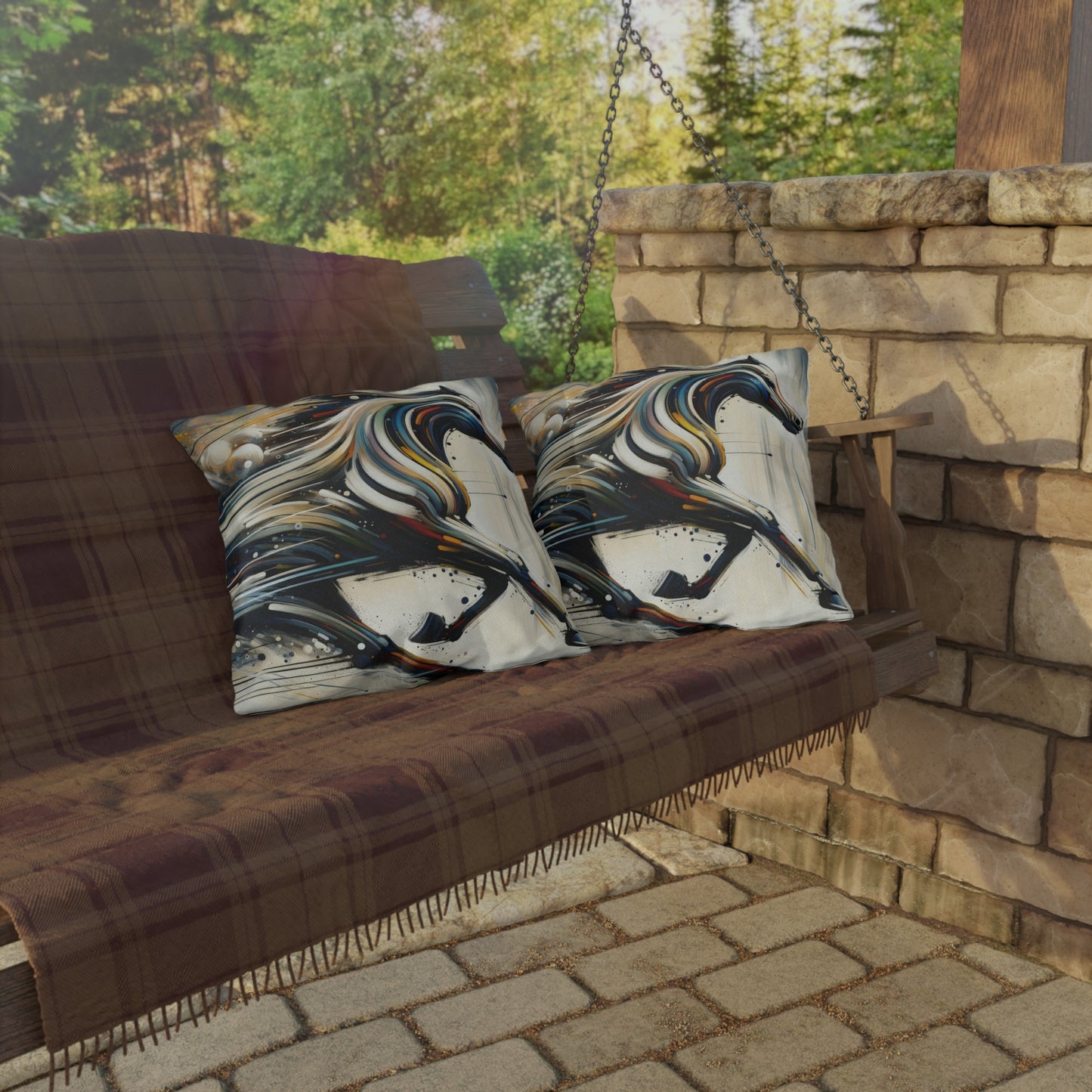 Hyperlinked Horsepower Gallop Outdoor Pillows