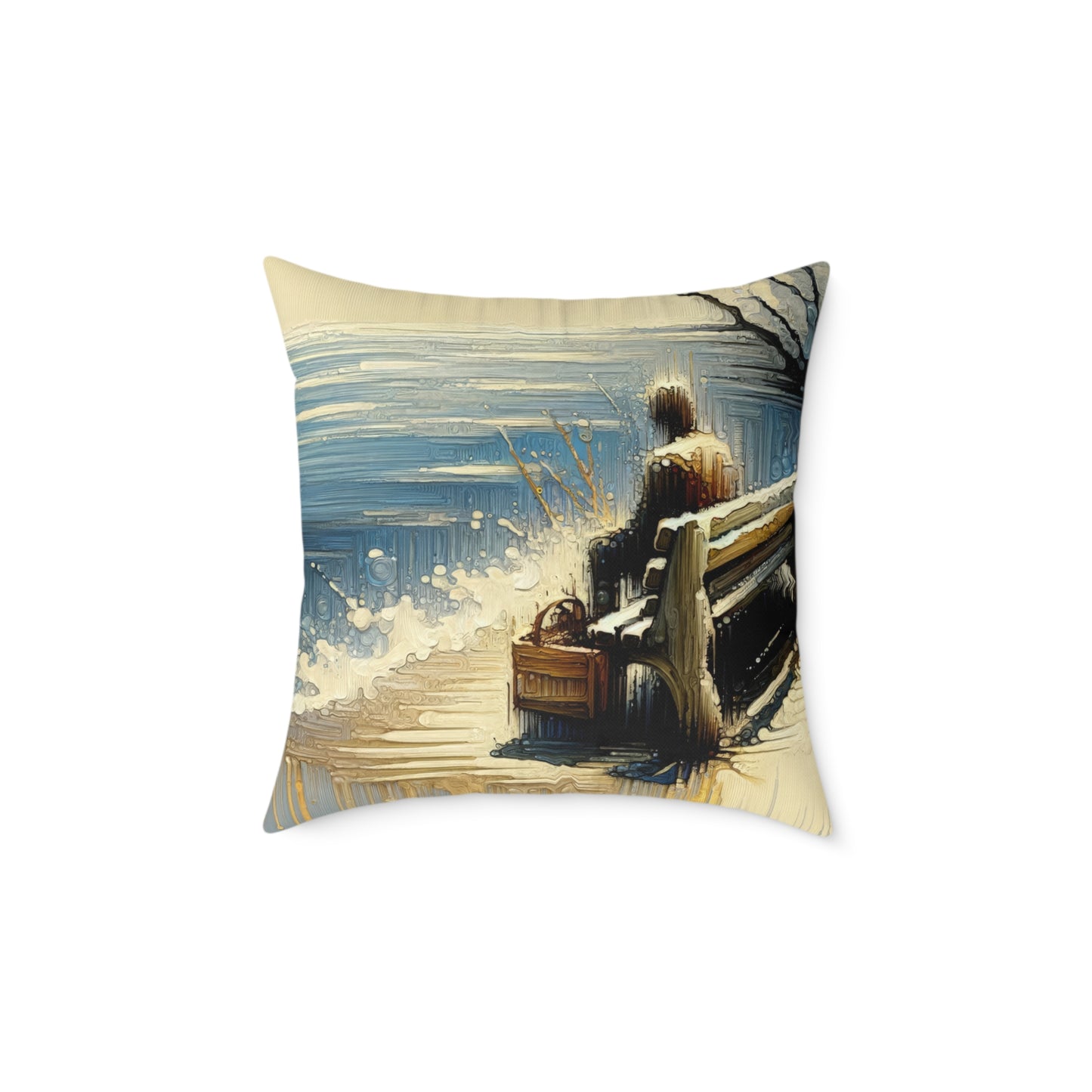 Seaside Solitude Tachism Spun Polyester Pillow