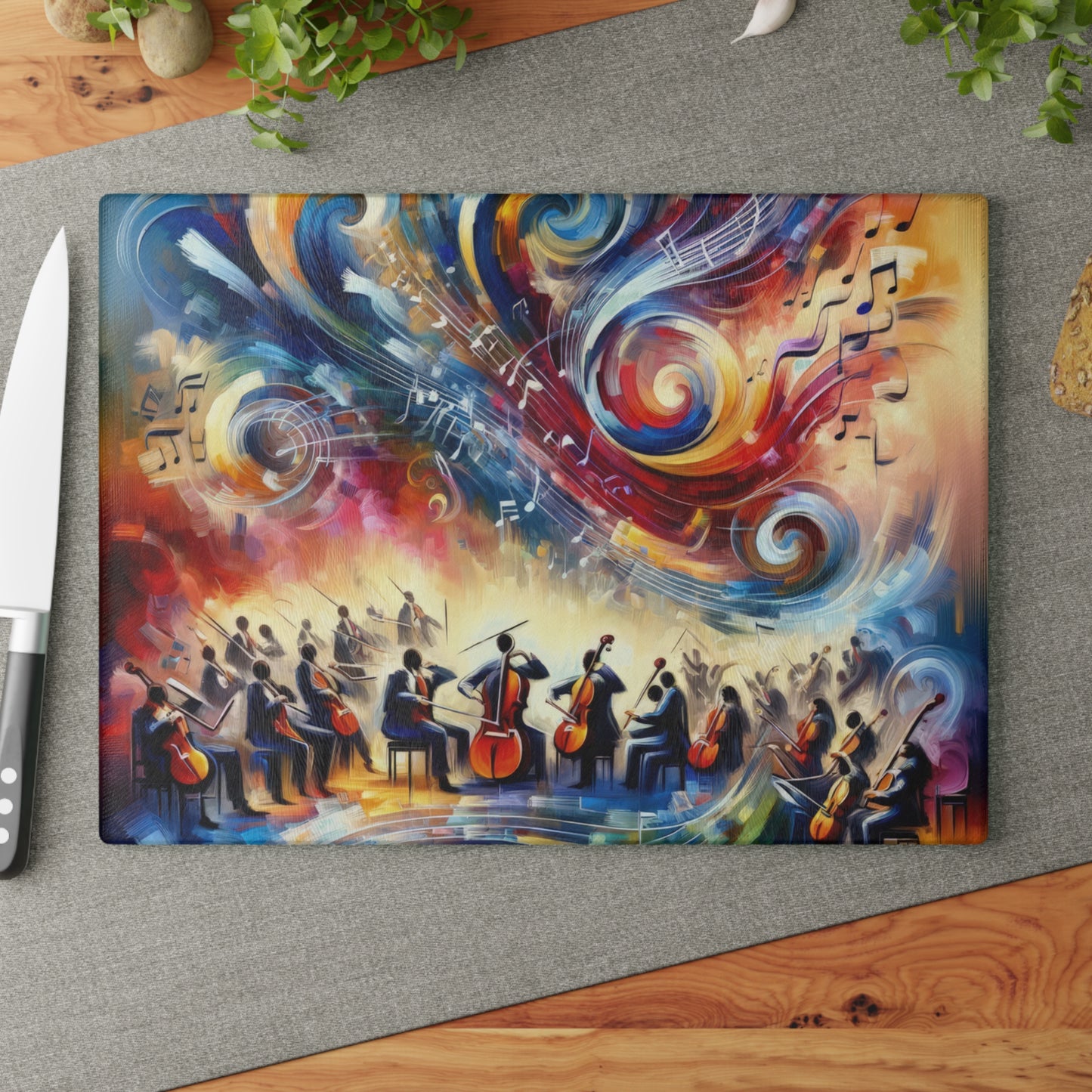 Vibrant Maestro Symphony Glass Cutting Board
