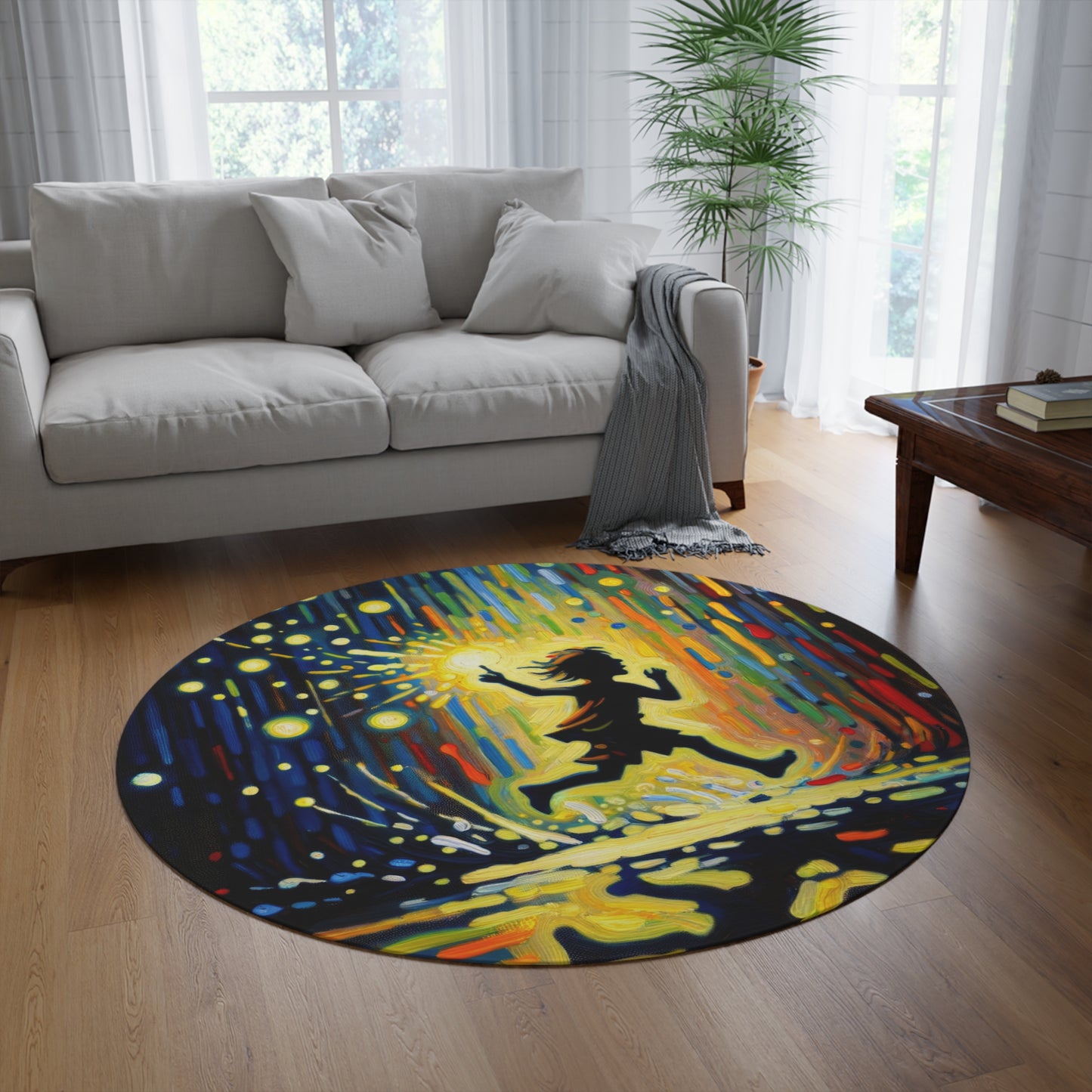 Child Firefly Chase Round Rug