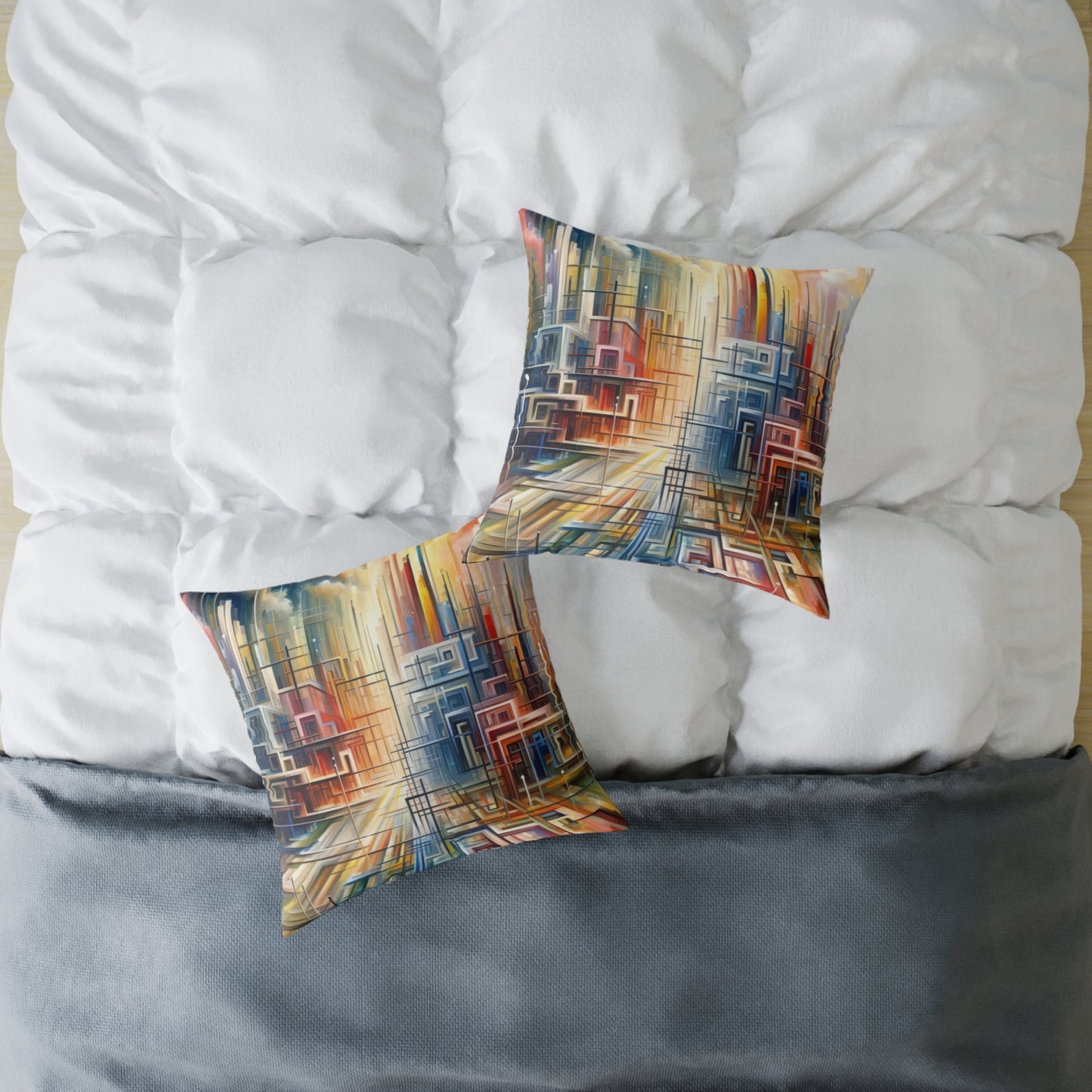 Urban Flow Interconnectedness Spun Polyester Pillow
