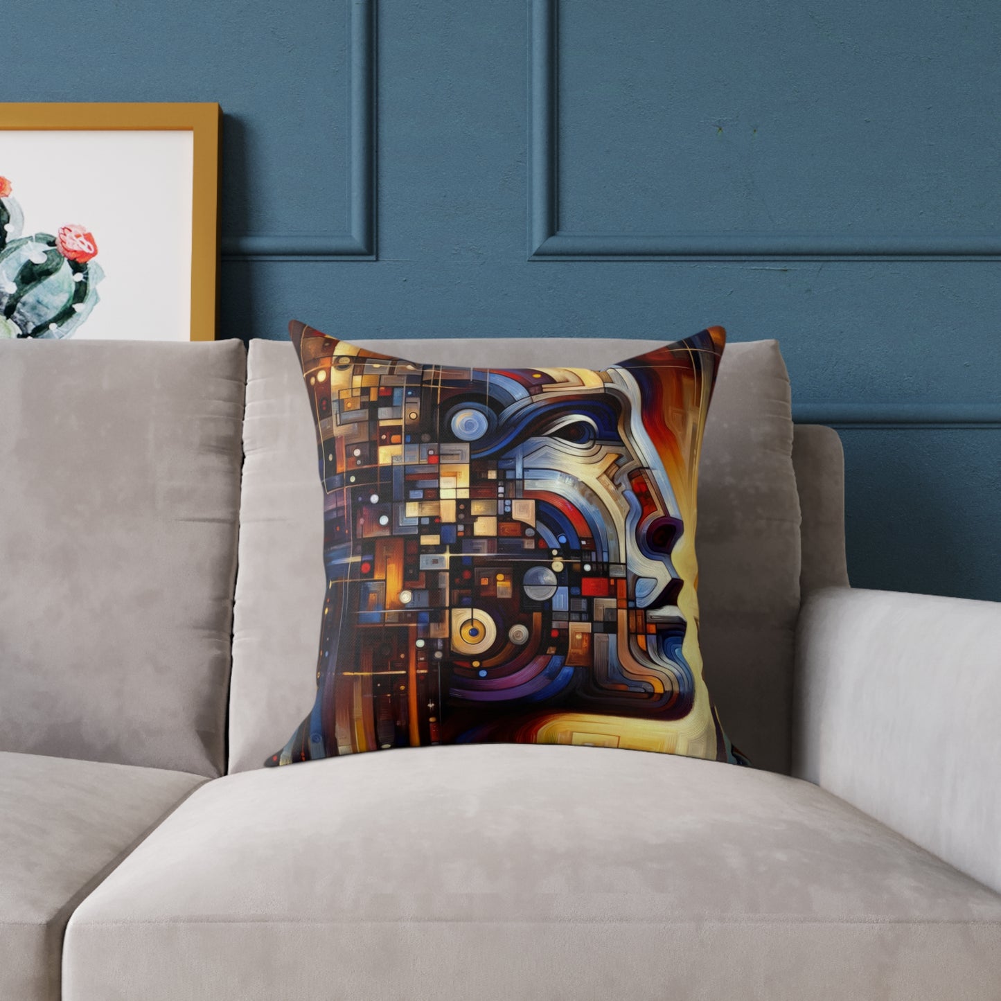 Reflective Tachism Shield Spun Polyester Pillow