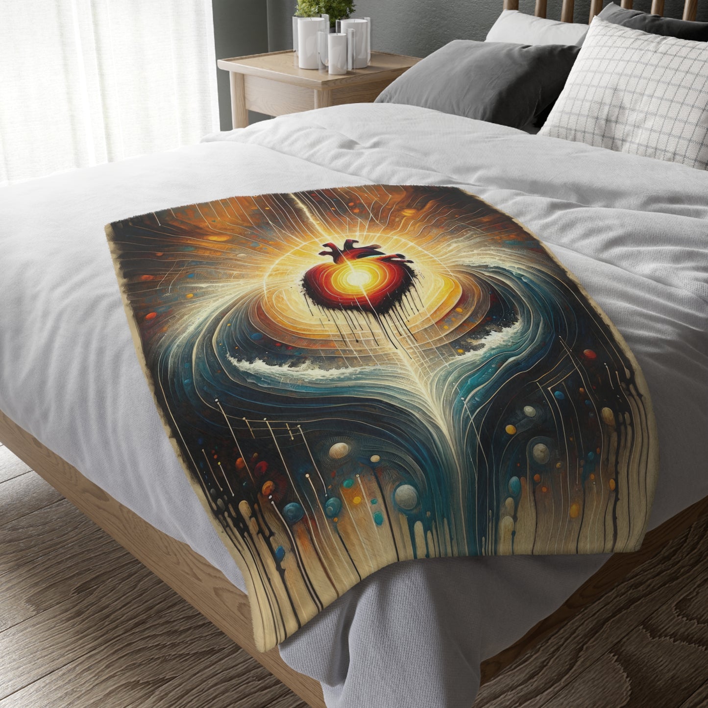 Awakened Heart Waves Velveteen Microfiber Blanket (Two-sided print)