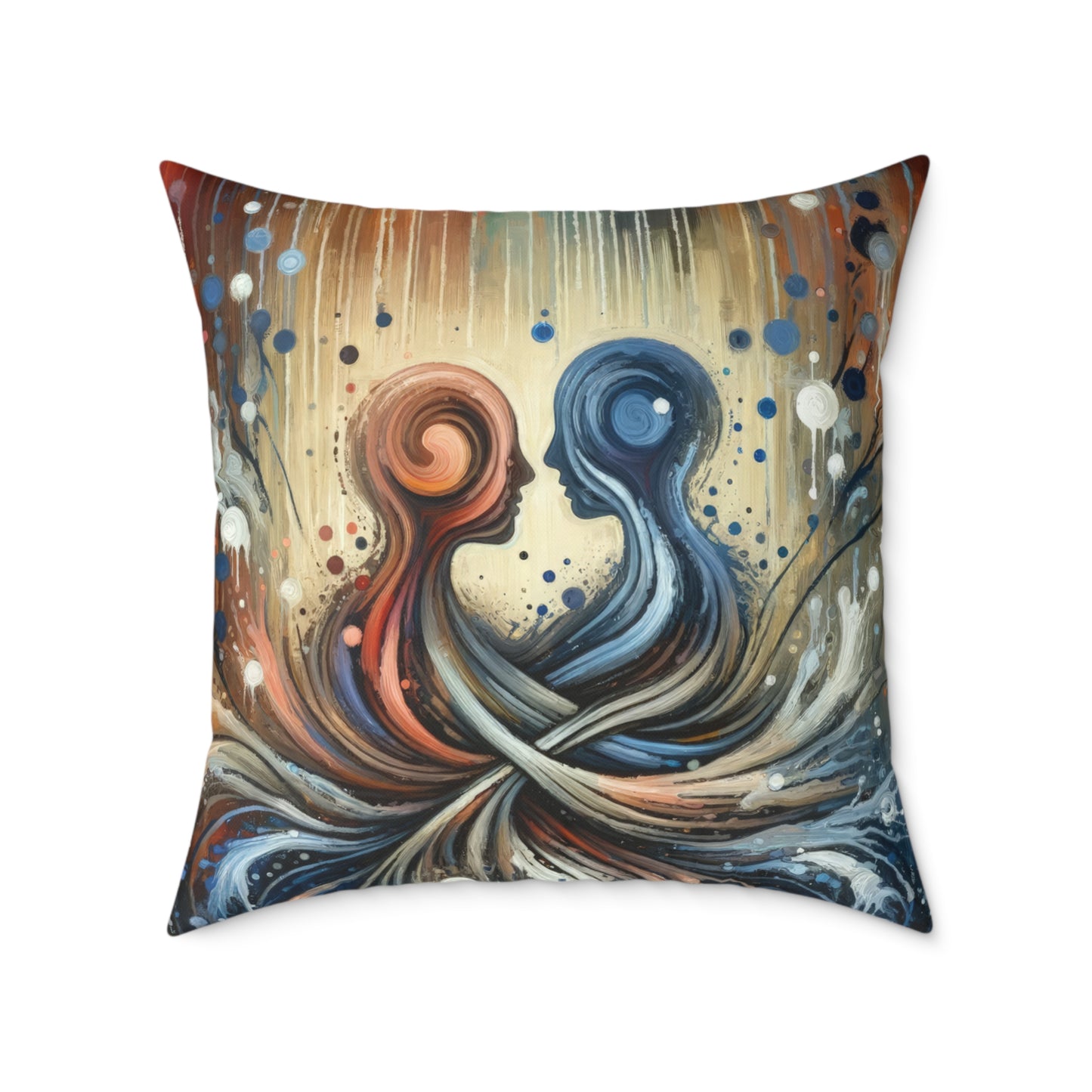 Empathic Connection Tachism Spun Polyester Pillow