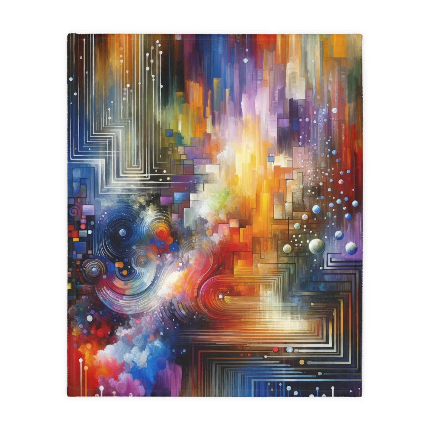 Abstract Technicolor Synthesis Velveteen Microfiber Blanket (Two-sided print)