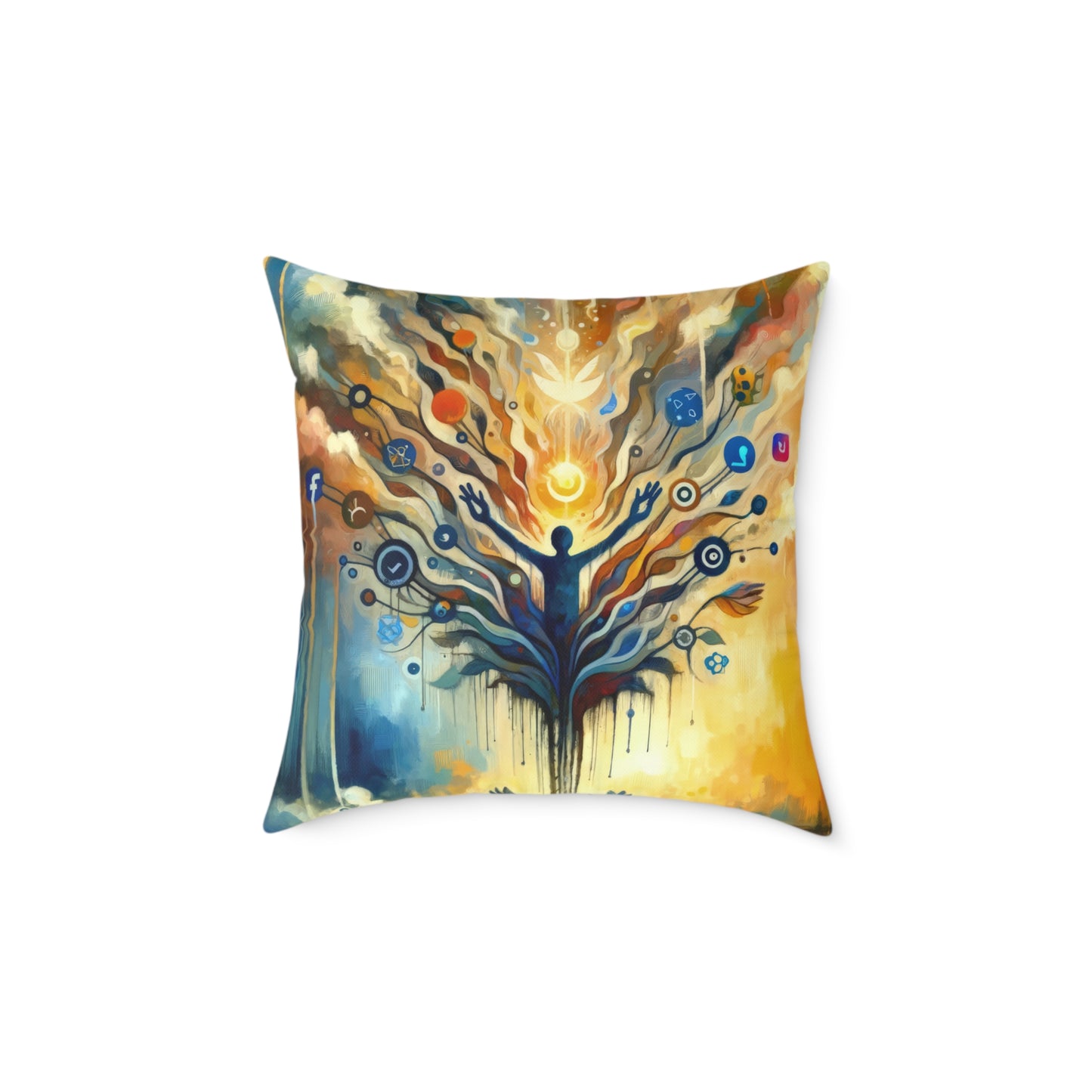 Reflective Digital Meditation Spun Polyester Pillow