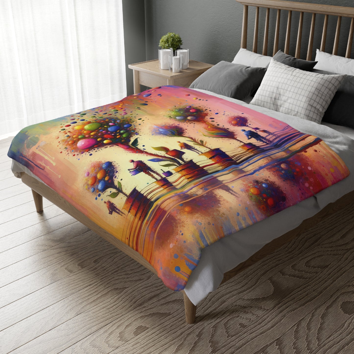 Vibrant Digital Arboriculture Velveteen Microfiber Blanket (Two-sided print)