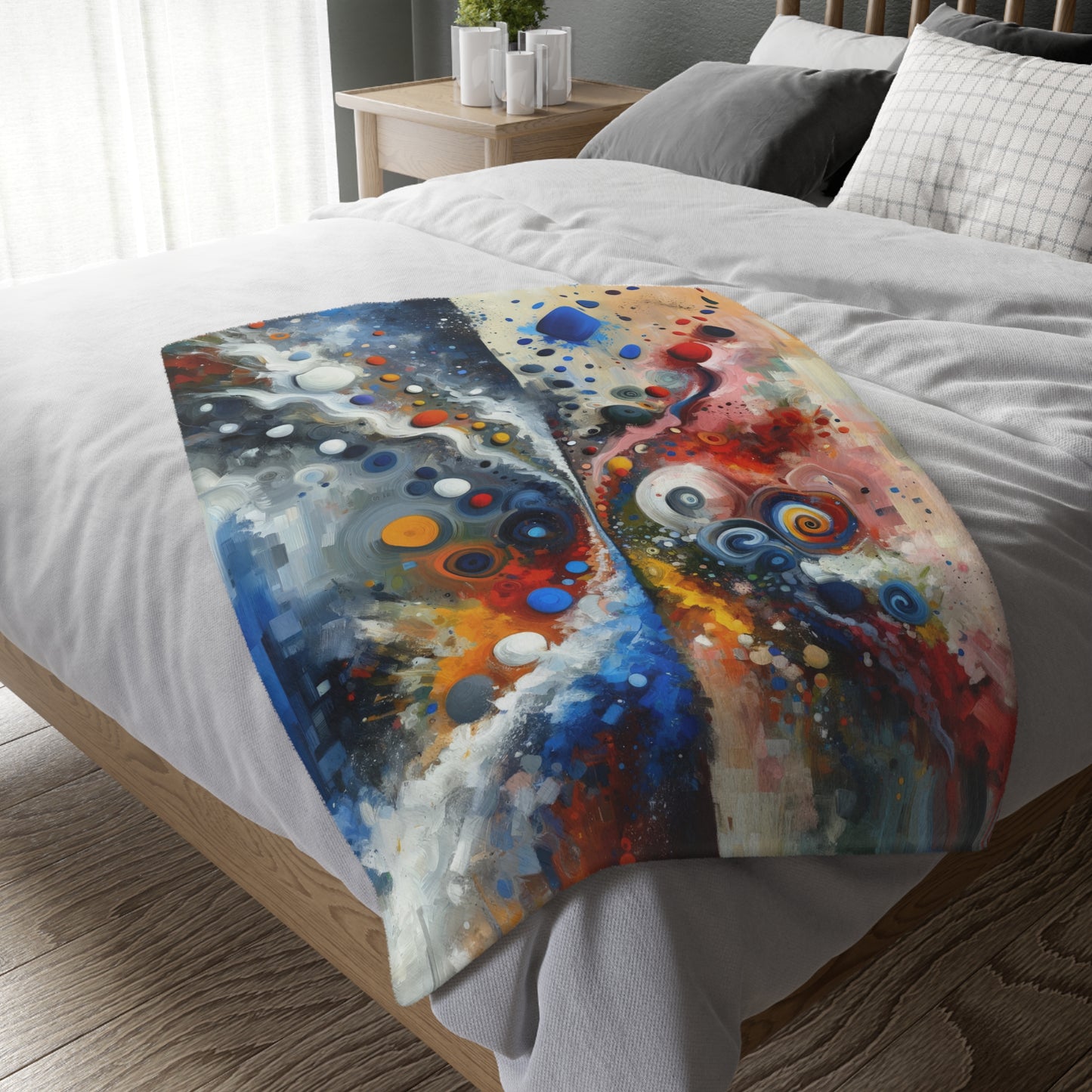 Unity Duality Abstraction Velveteen Microfiber Blanket (Two-sided print)