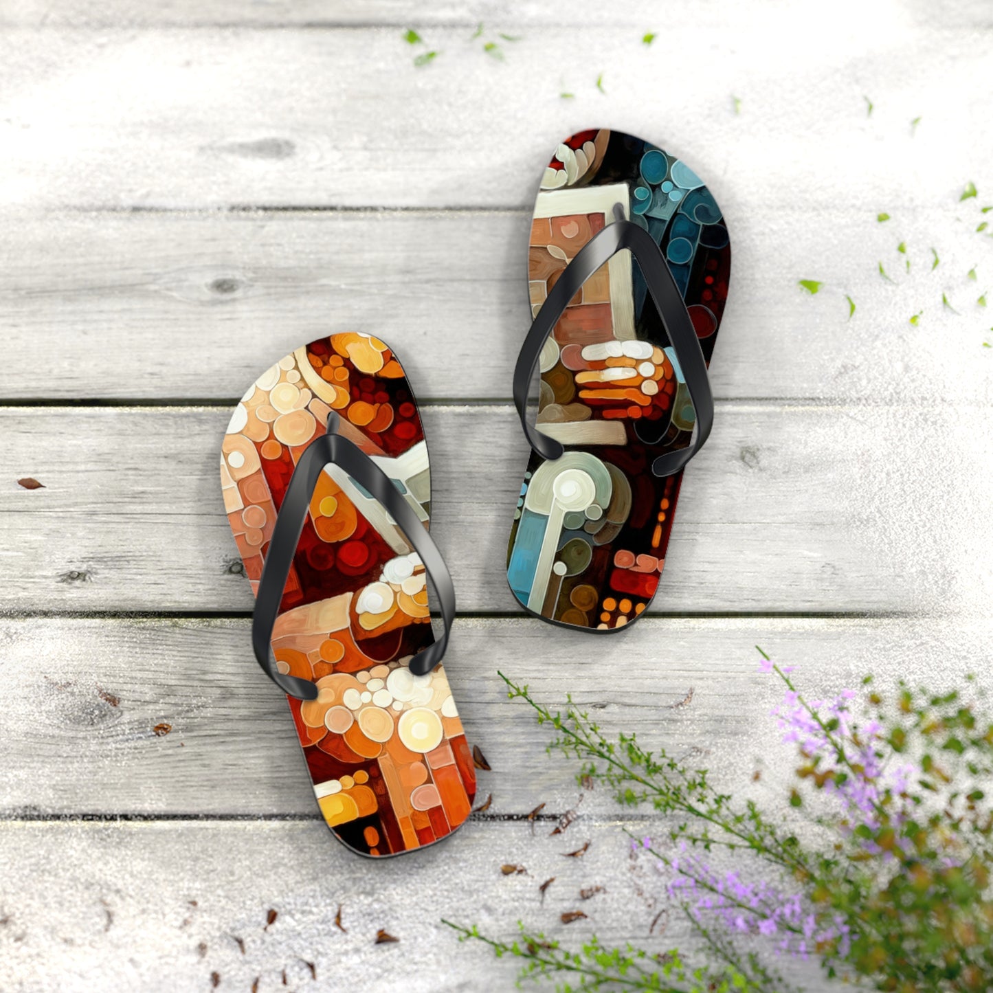 Elderly Unity Tachism Flip Flops