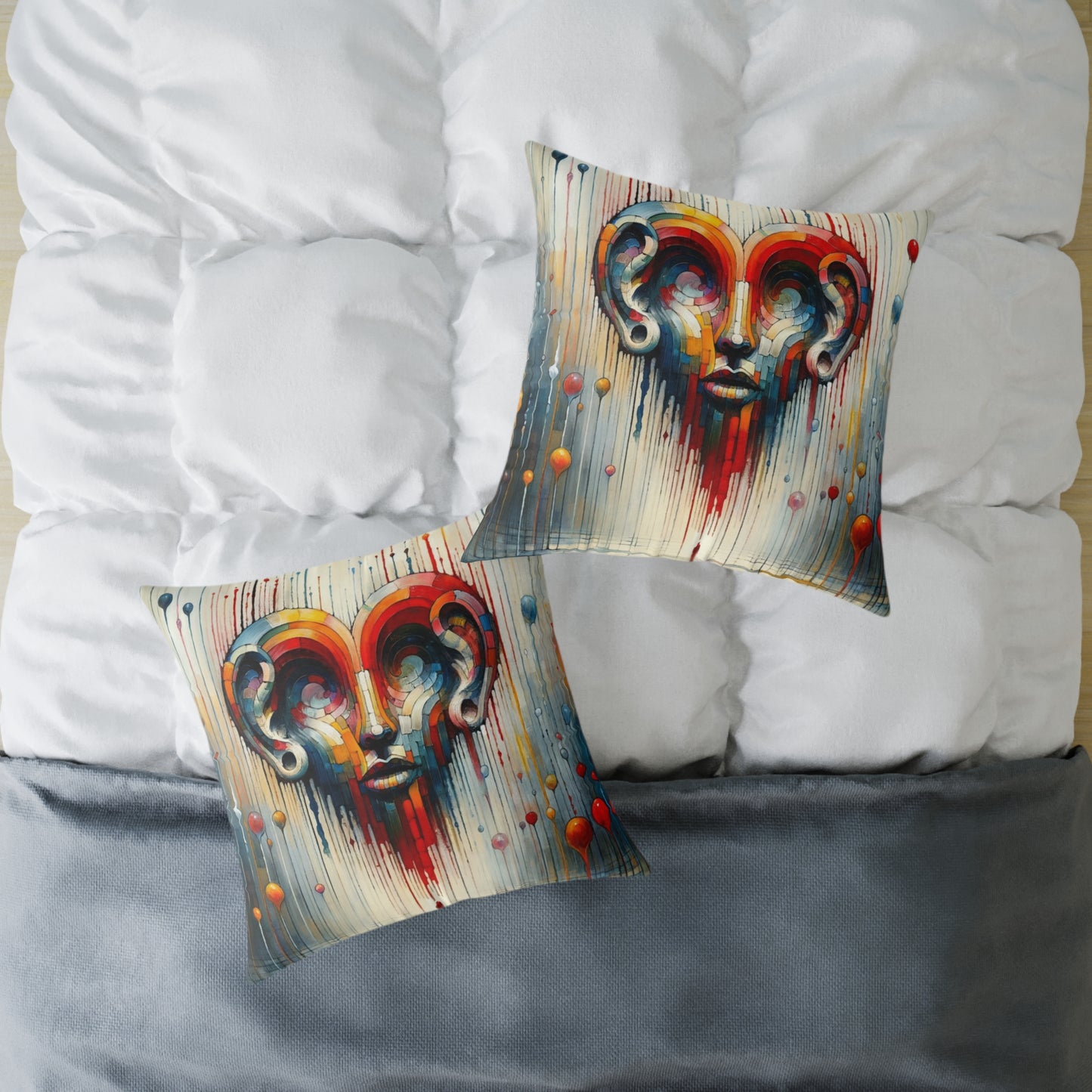 Ears Heart Expression Spun Polyester Pillow