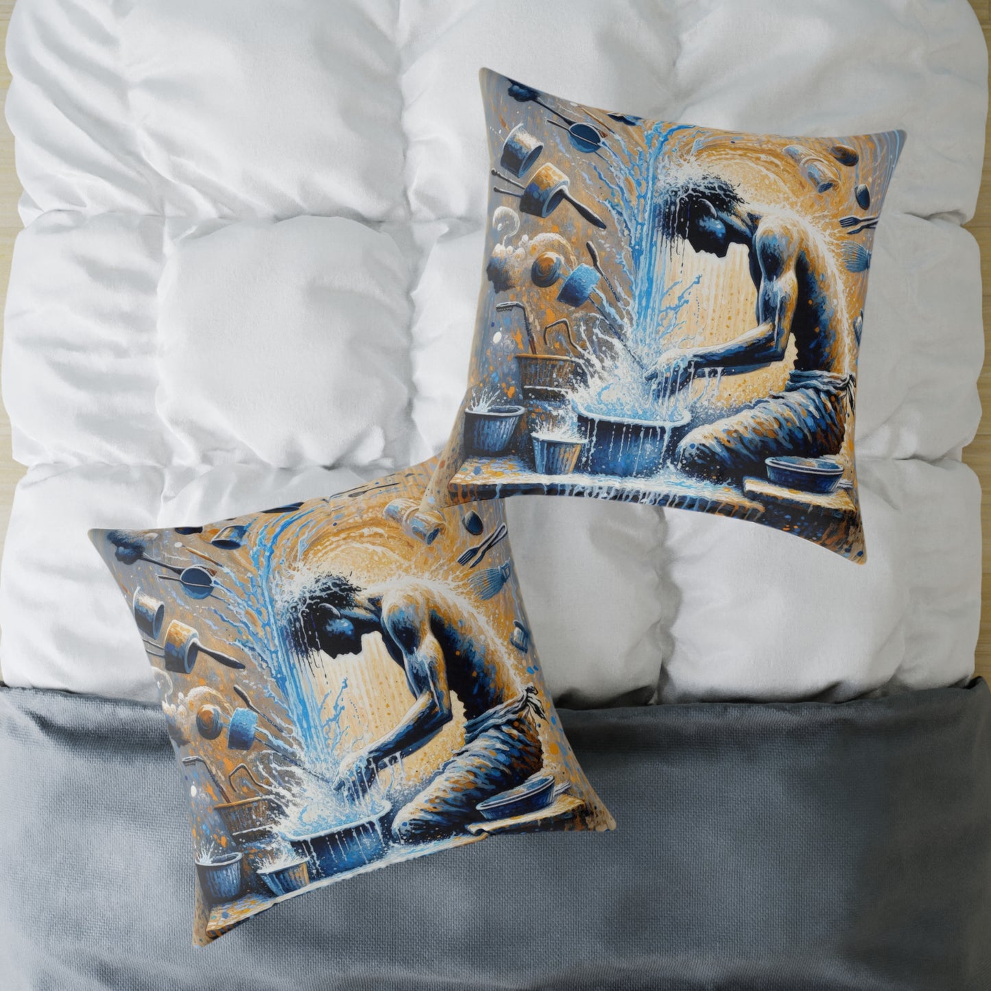 Meditative Kinetic Tachism Spun Polyester Pillow