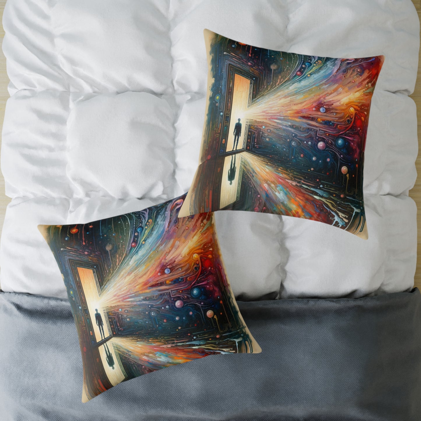 Mirror Wholeness Tachism Spun Polyester Pillow