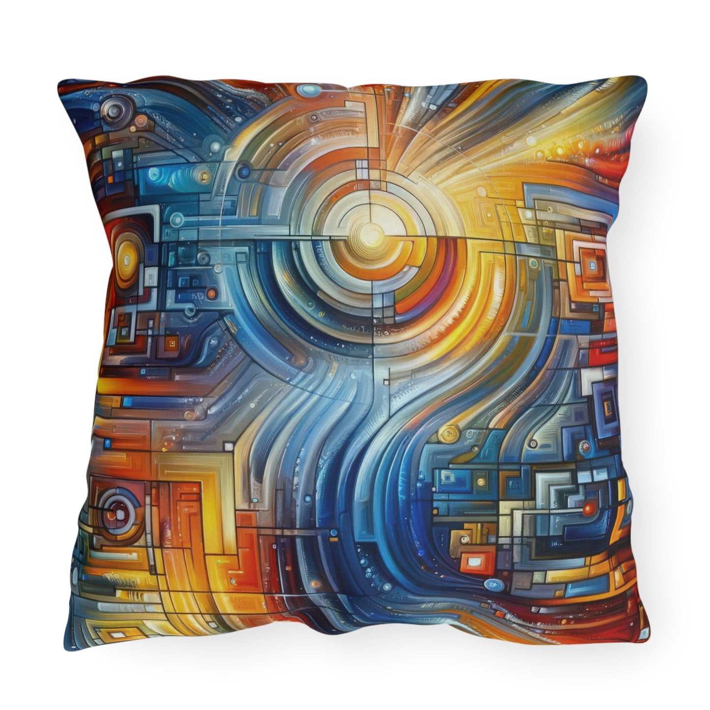 Digital Tachism Connectivity Outdoor Pillows