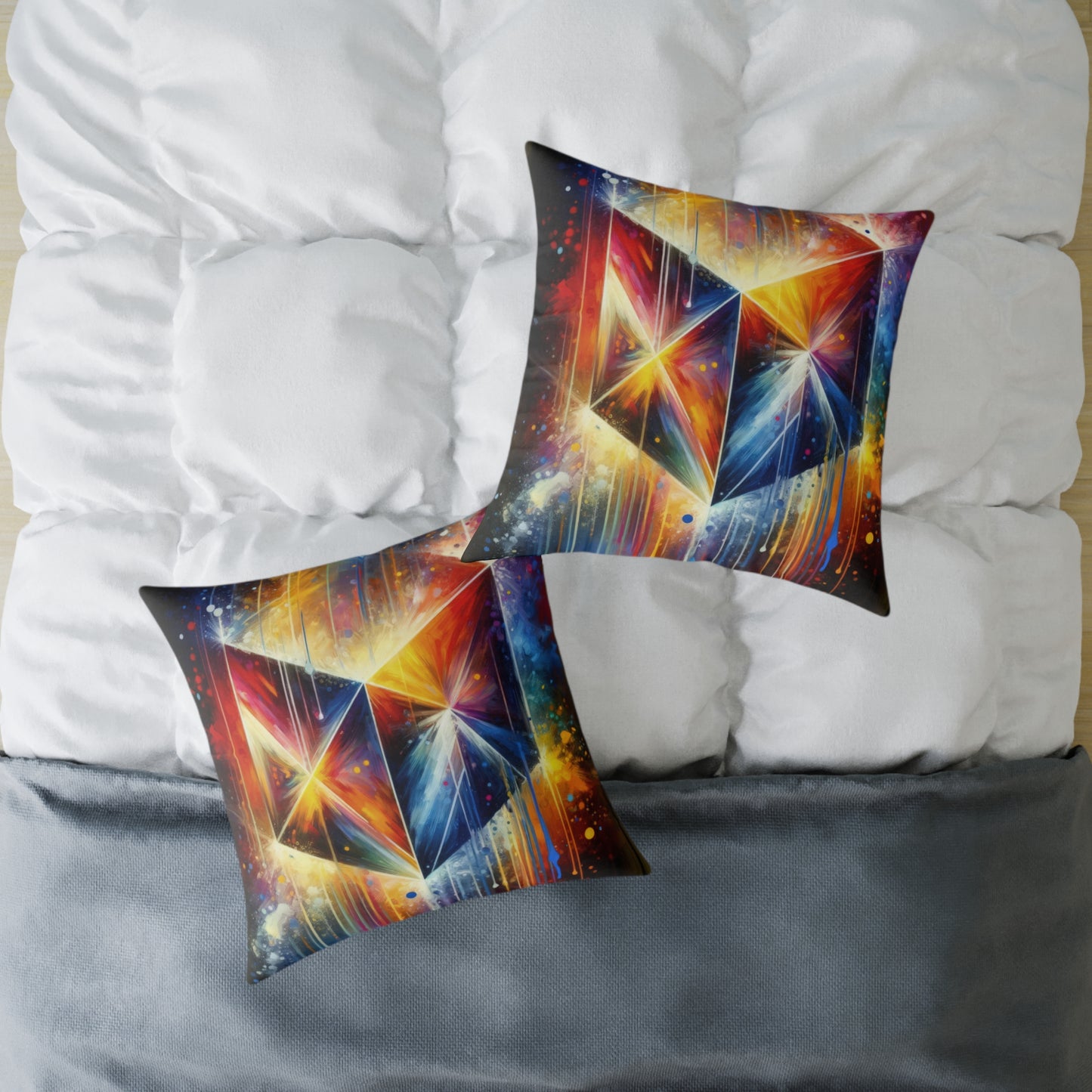 Prismatic Light Spectrum Spun Polyester Pillow