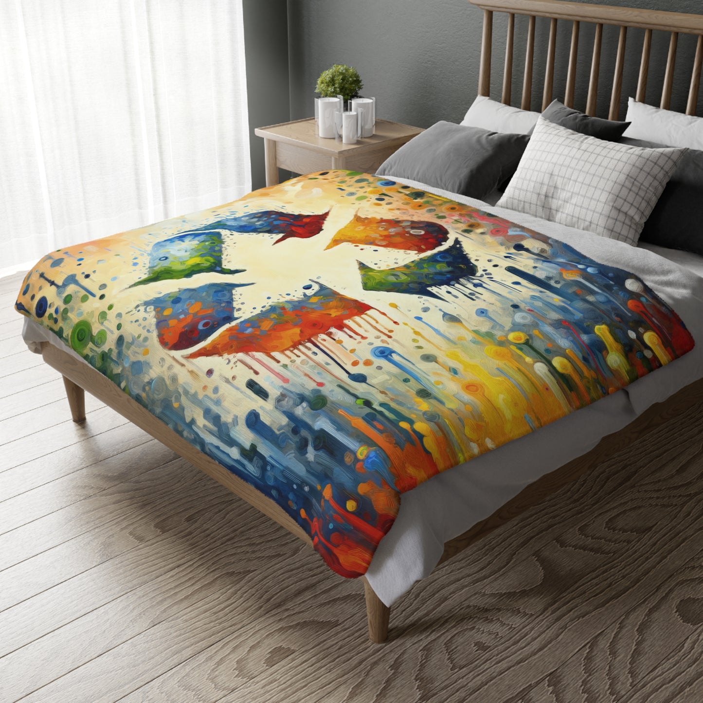 Sustainable Transformation Tachism Velveteen Microfiber Blanket (Two-sided print)