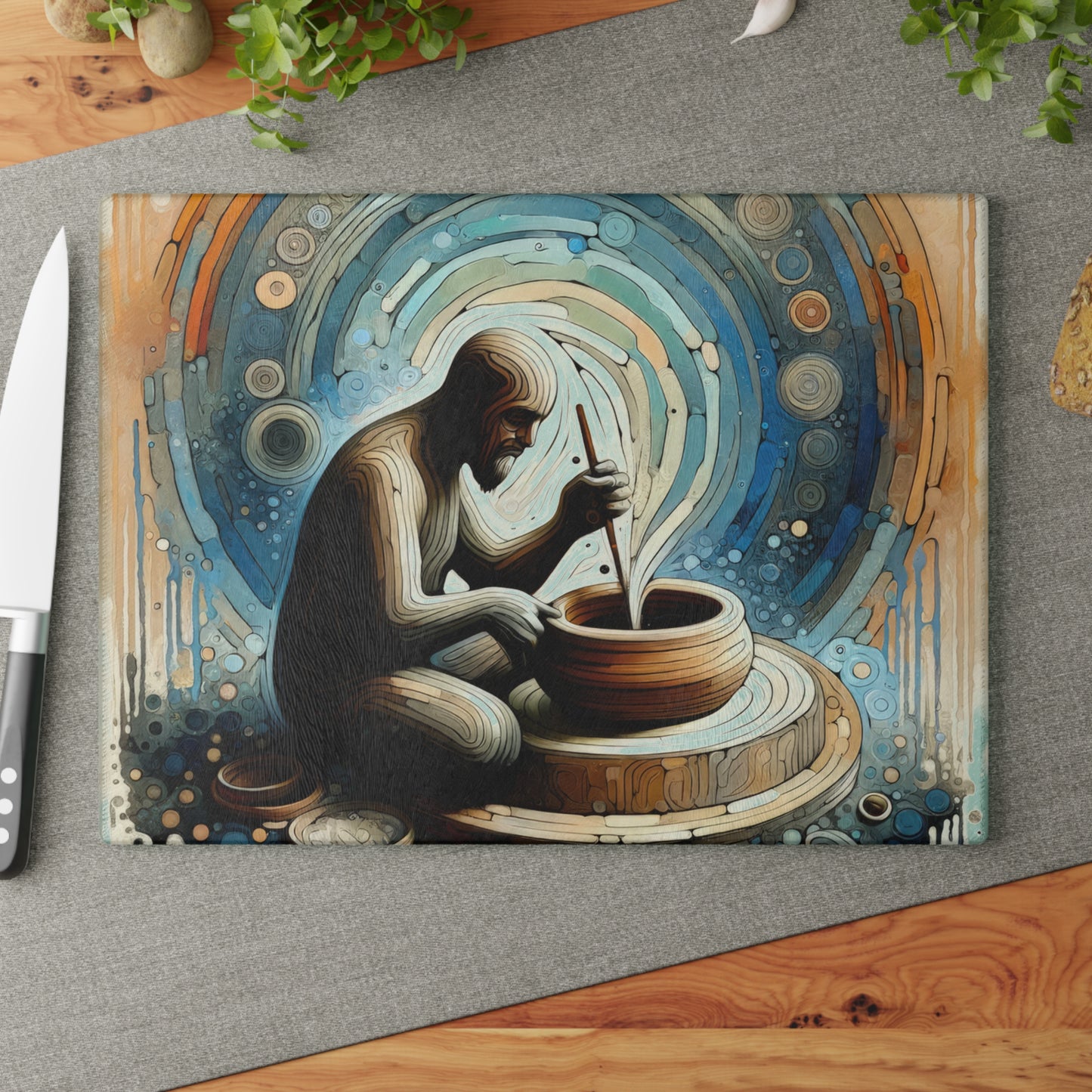 Crafting Semantic Pottery Glass Cutting Board