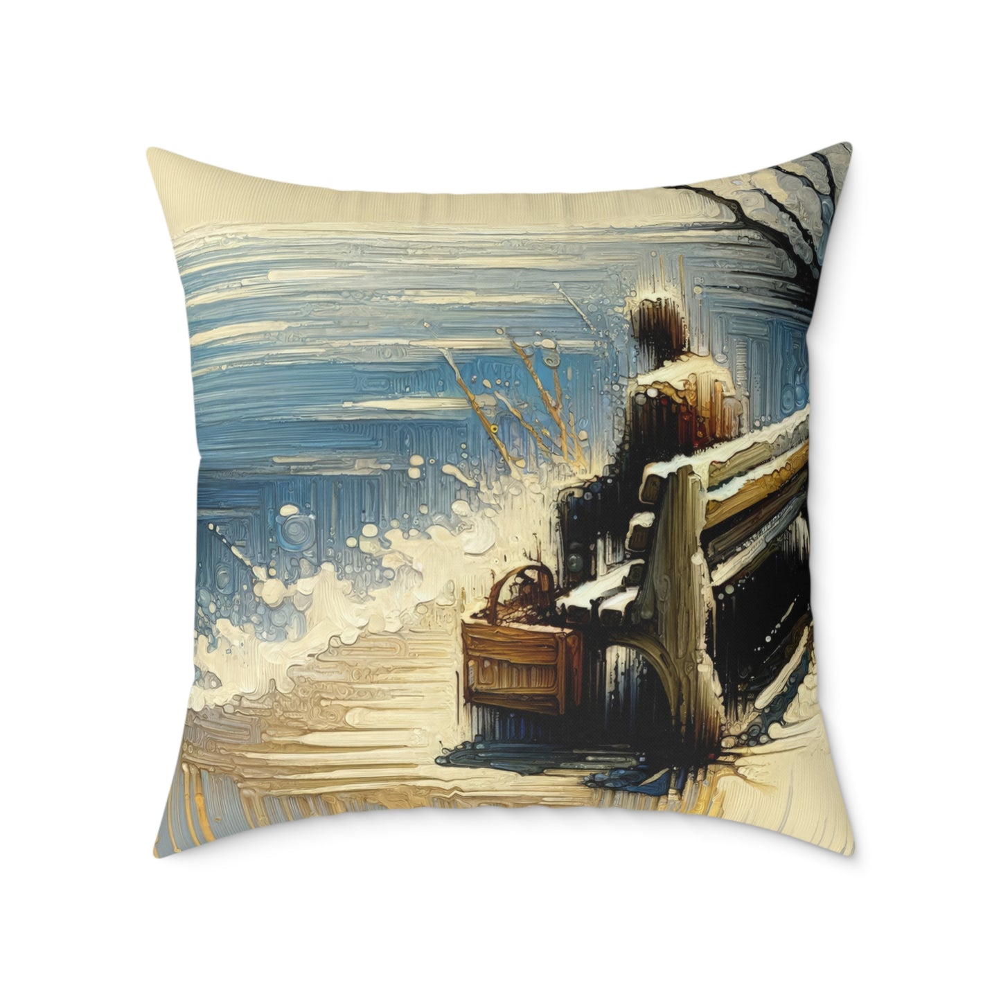 Seaside Solitude Tachism Spun Polyester Pillow
