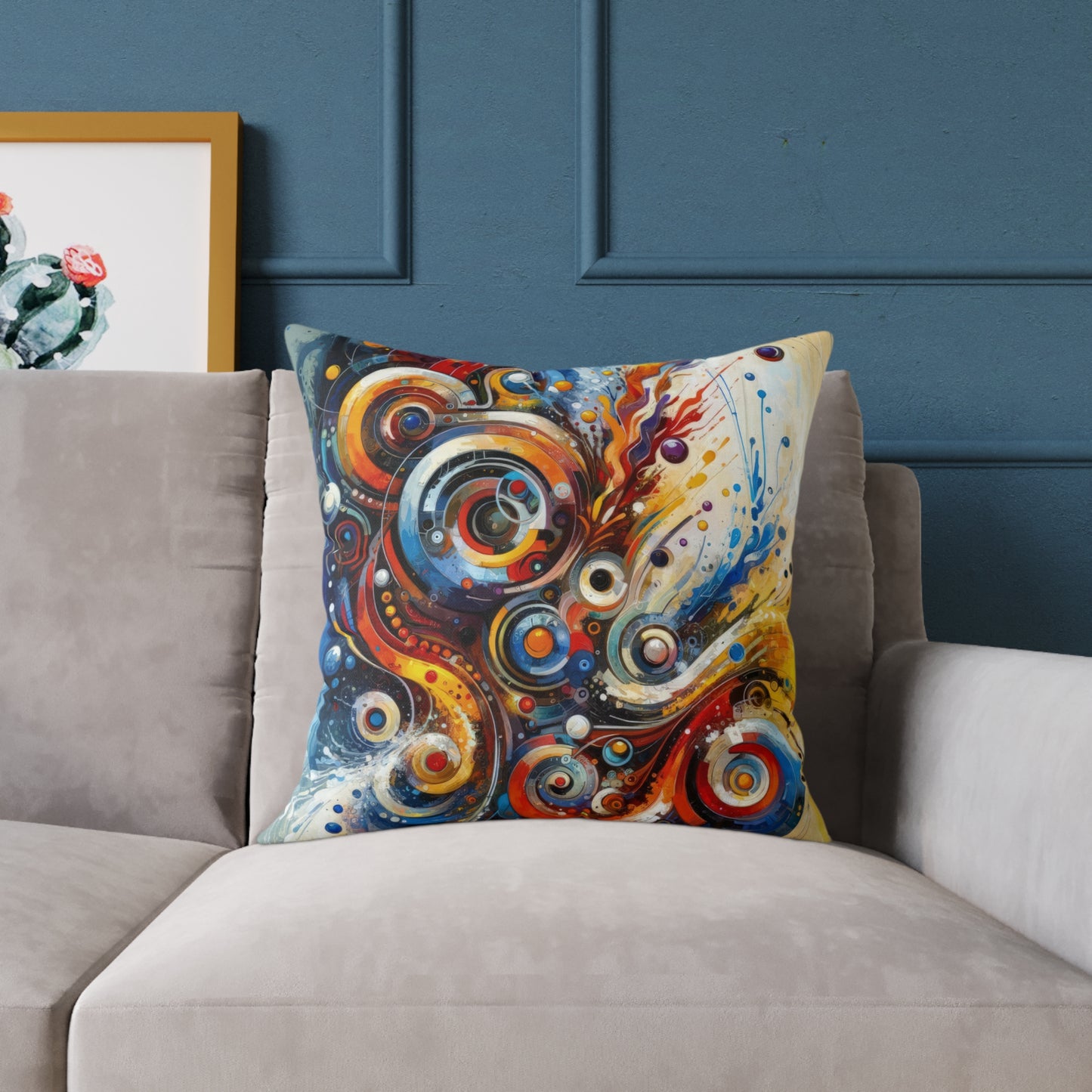 Harmonic Abstract Synergy Spun Polyester Pillow